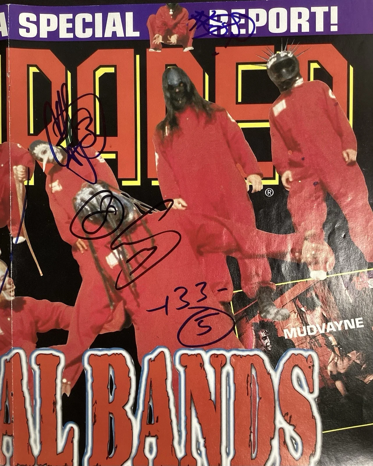 Slipknot Signed Magazine Poster 16x21 Heavy Metal Music Corey Taylor +9 Auto JSA, изображение 3