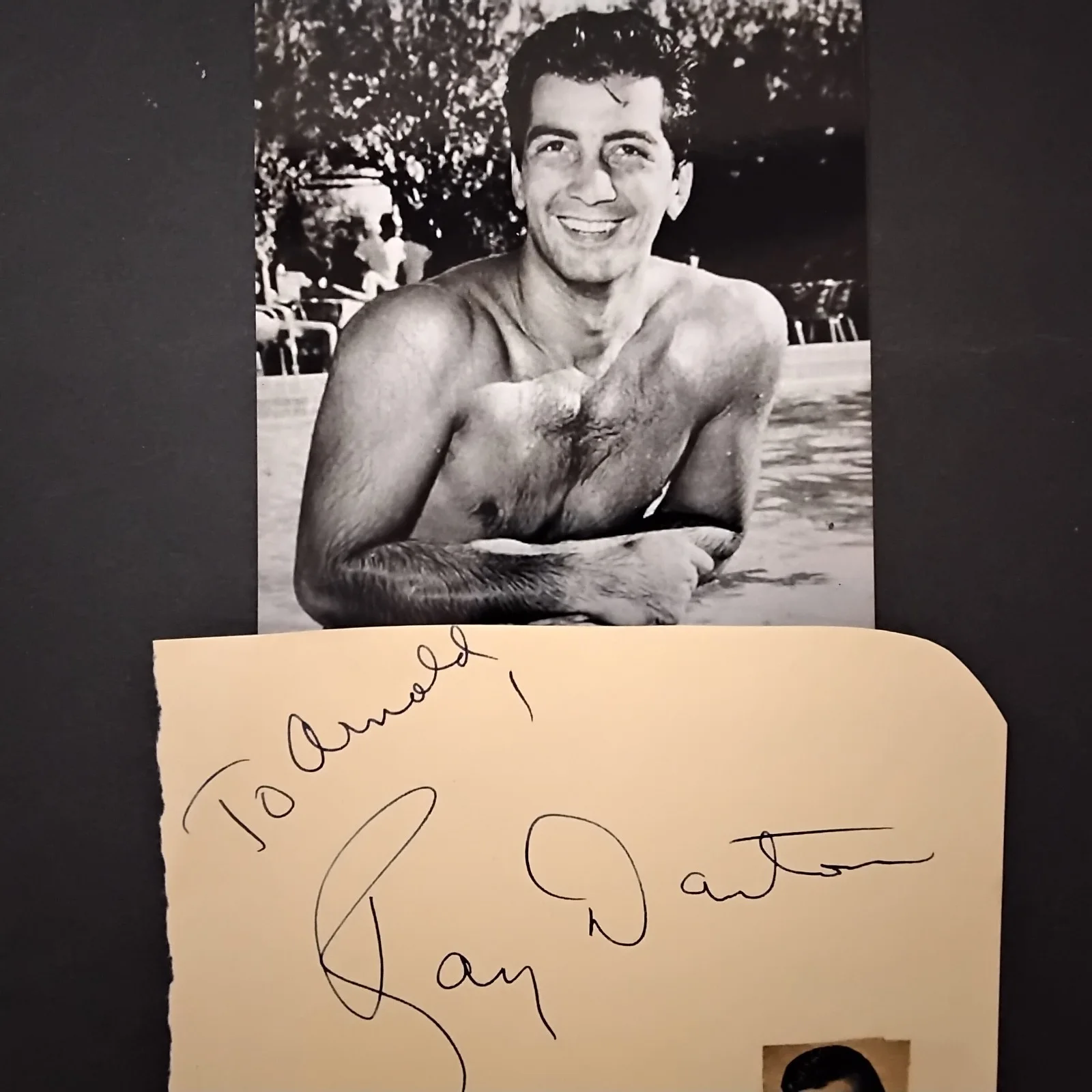 Ray Danton SIGNED Paper Photo 50s Movie TV Actor Legs Diamond George Raft Story, изображение 2