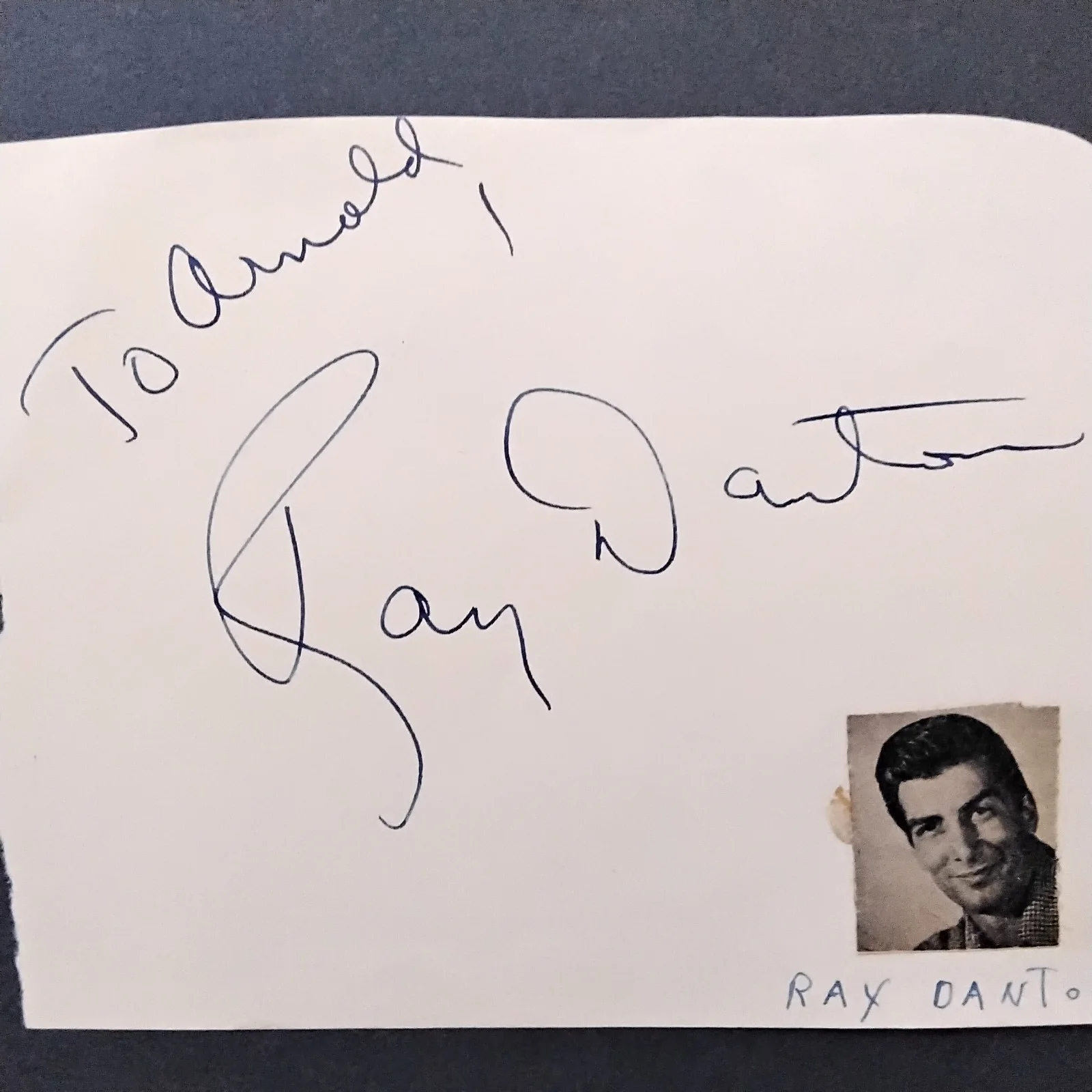 Ray Danton SIGNED Paper Photo 50s Movie TV Actor Legs Diamond George Raft Story, изображение 3