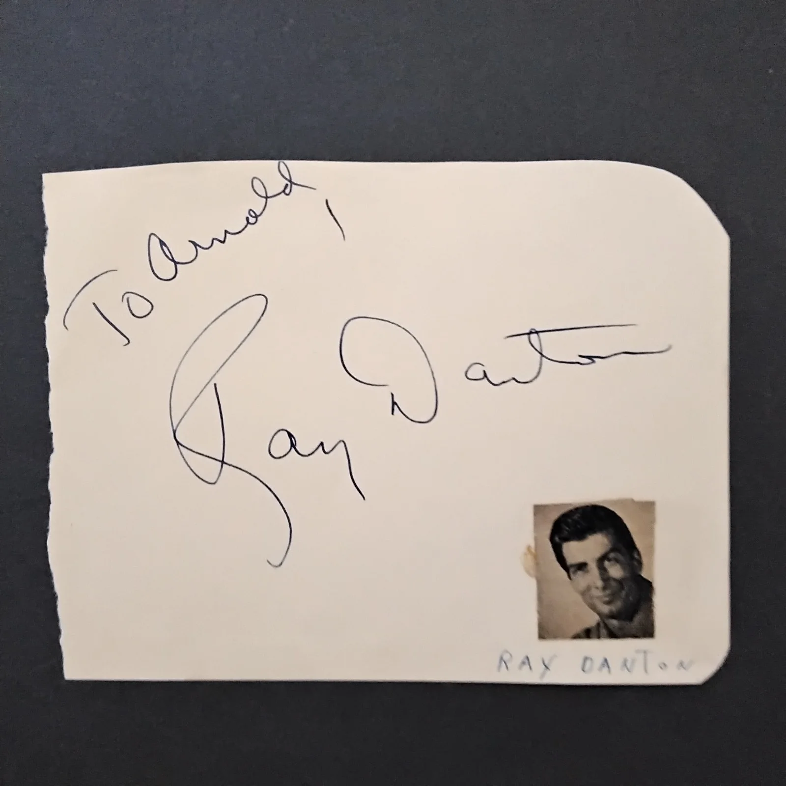 Ray Danton SIGNED Paper Photo 50s Movie TV Actor Legs Diamond George Raft Story, изображение 4