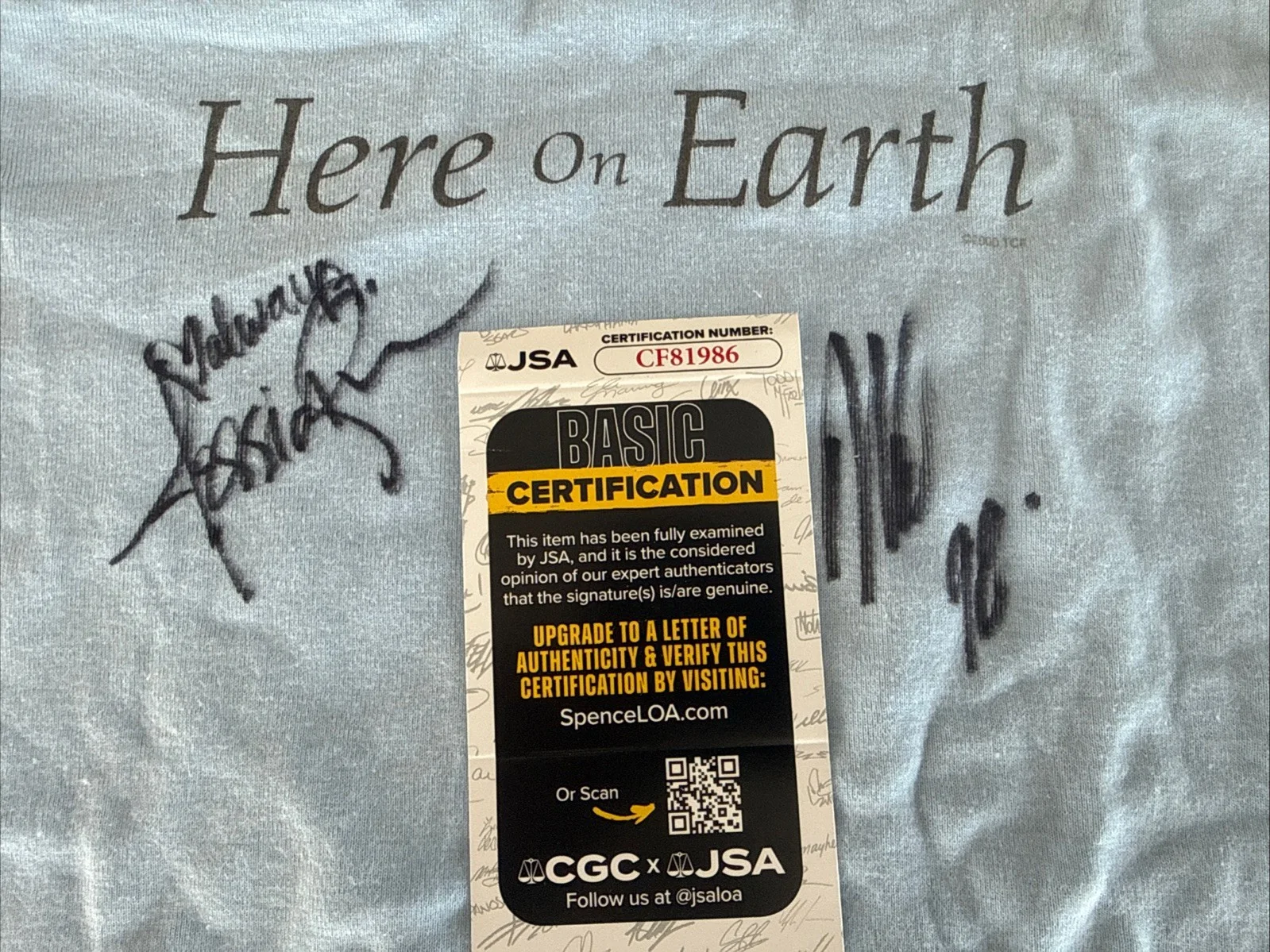 Jessica Simpson & Nick Lachey Dual Signed Hear On Earth Sz Lg Jersey JSA COA, image 2