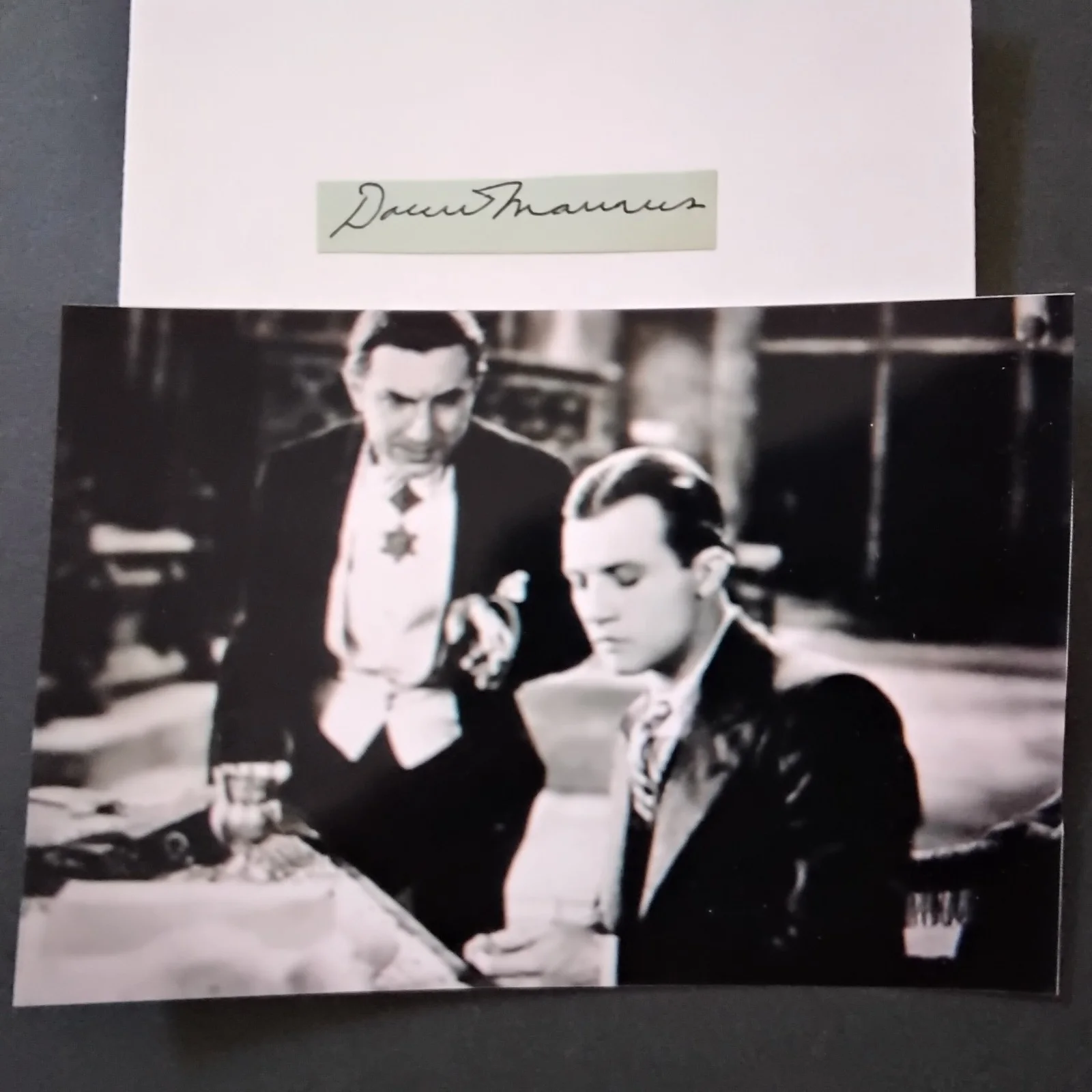 David Manners SIGNED Paper 30s Movie Actor The Mummy Dracula Black Cat Horror, изображение 2