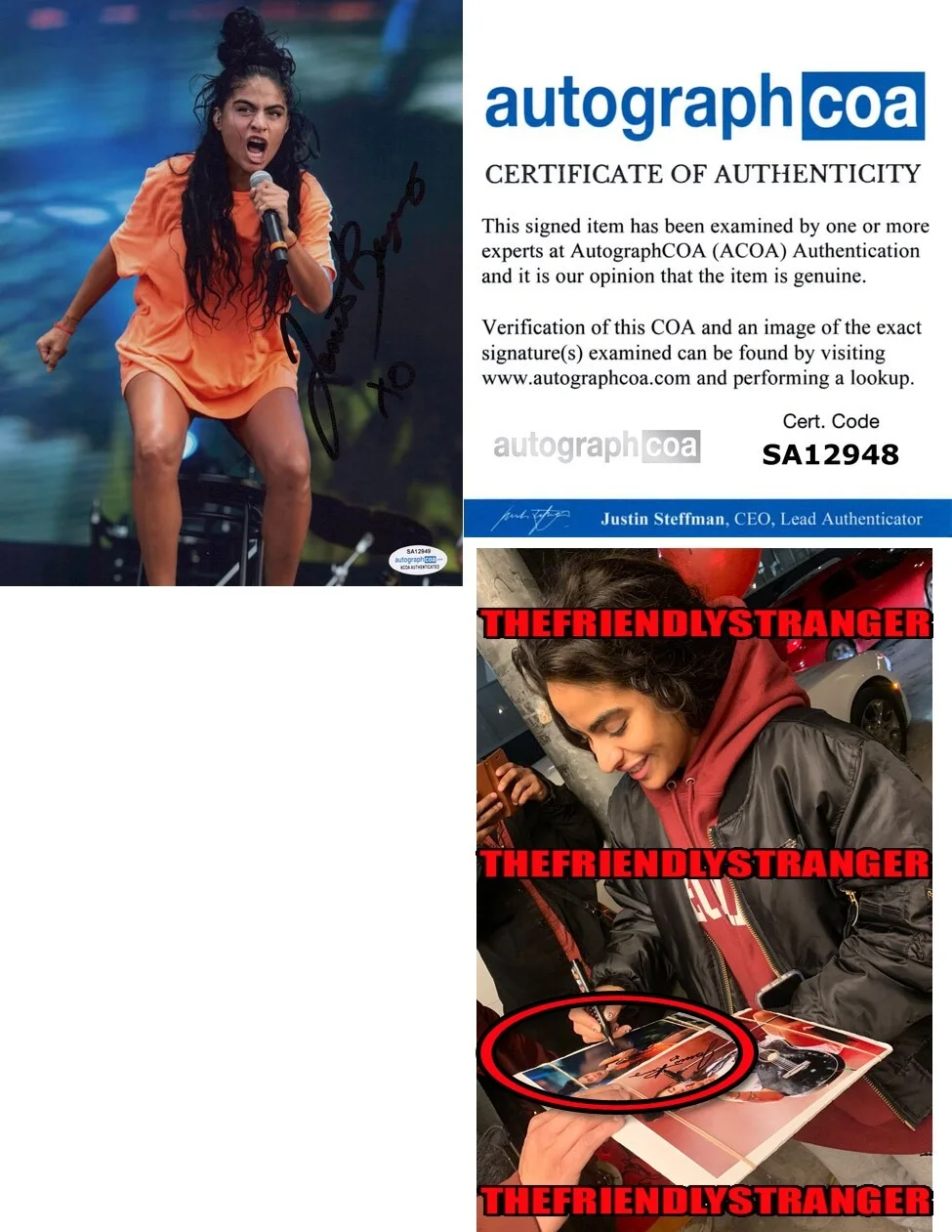 JESSIE REYEZ — Jessie Reyez signed 8x10 Photo EXACT PROOF c Figures EMINEM Full Signature ACOA