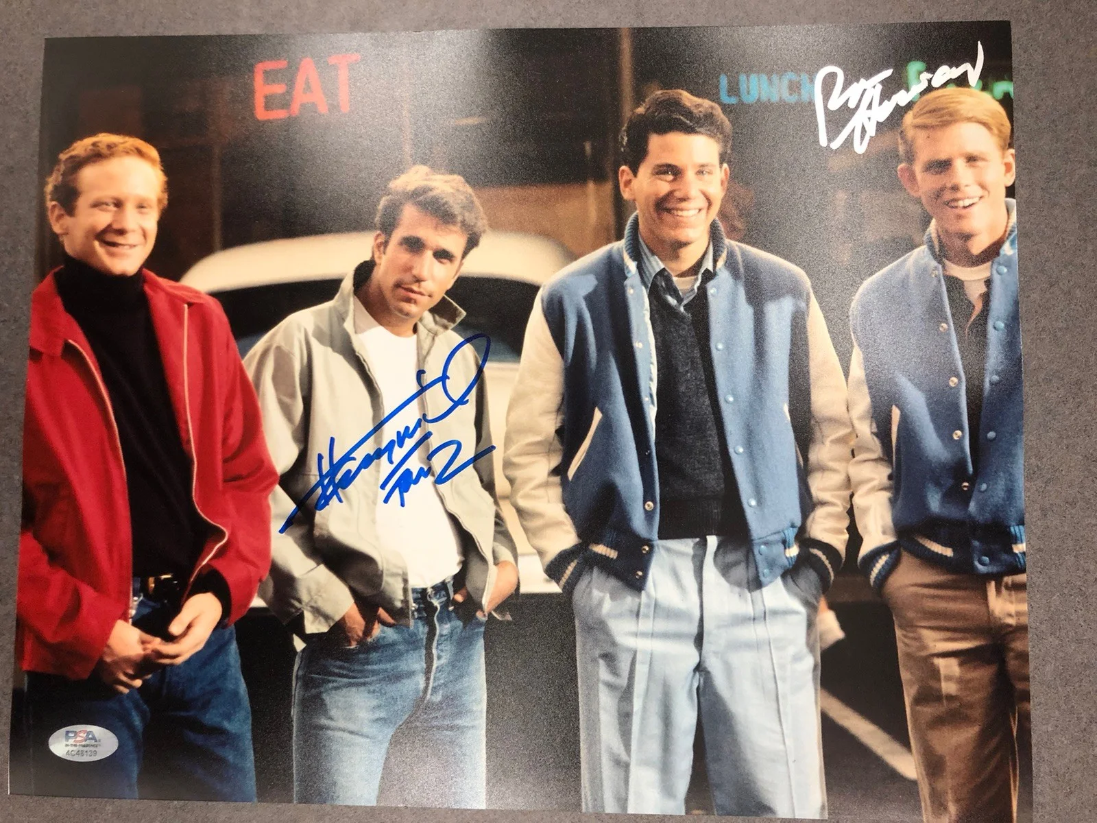 Henry Winkler & RON Howard — Henry Winkler & Ron Howard Happy Days Fonzie & Richie signed 11X14 PSA Autograph