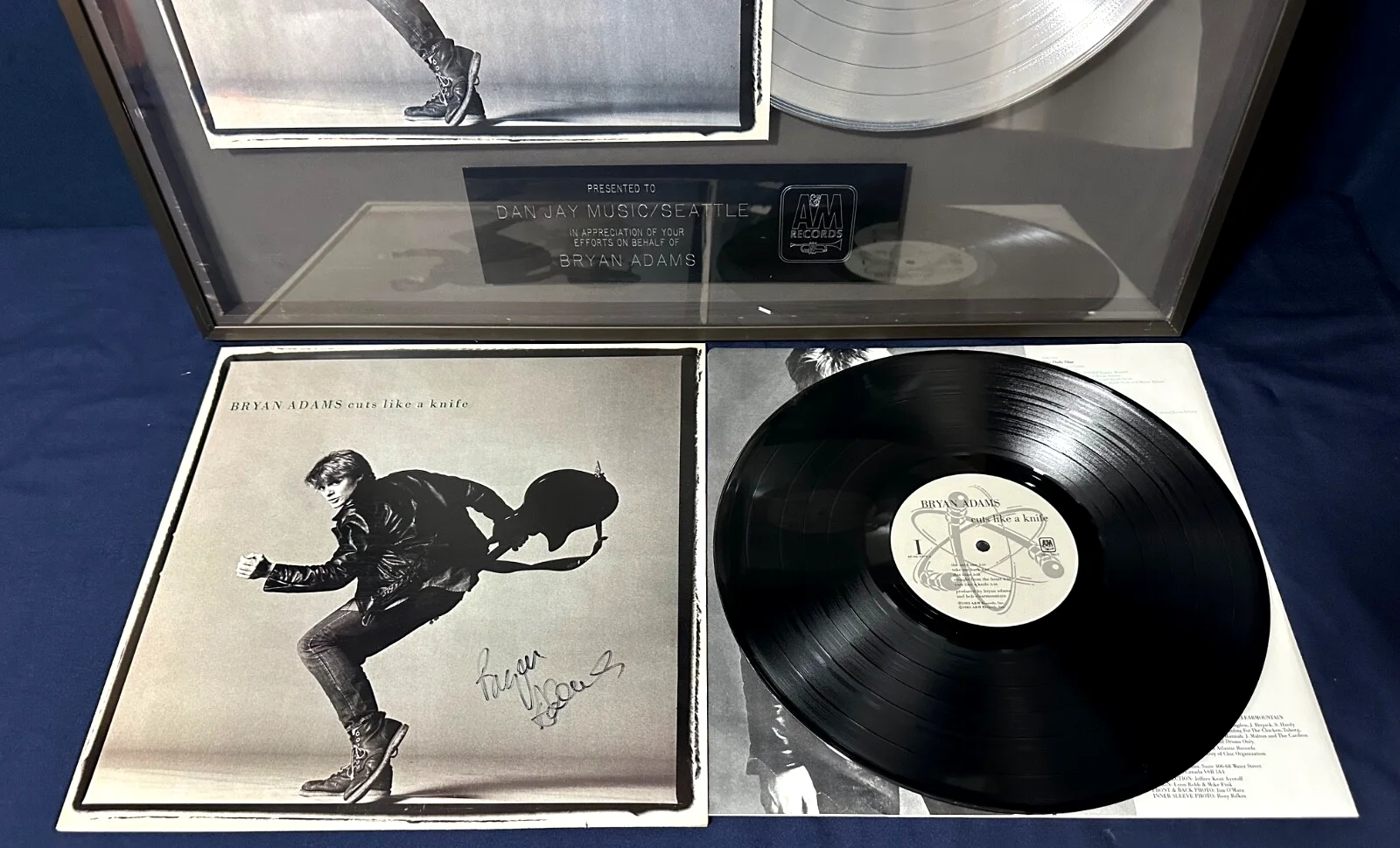 🔥 BRYAN ADAMS "Cuts Like A Knife" Platinum Record SPECIAL Award w/signed album, image 2