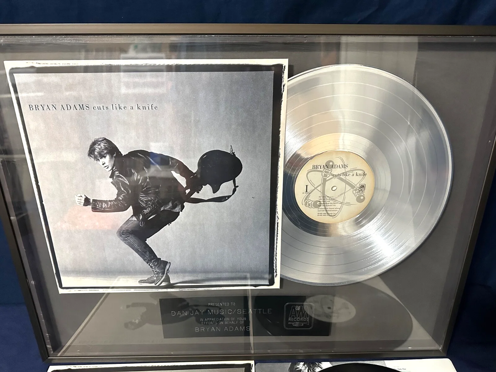 🔥 BRYAN ADAMS "Cuts Like A Knife" Platinum Record SPECIAL Award w/signed album, image 3