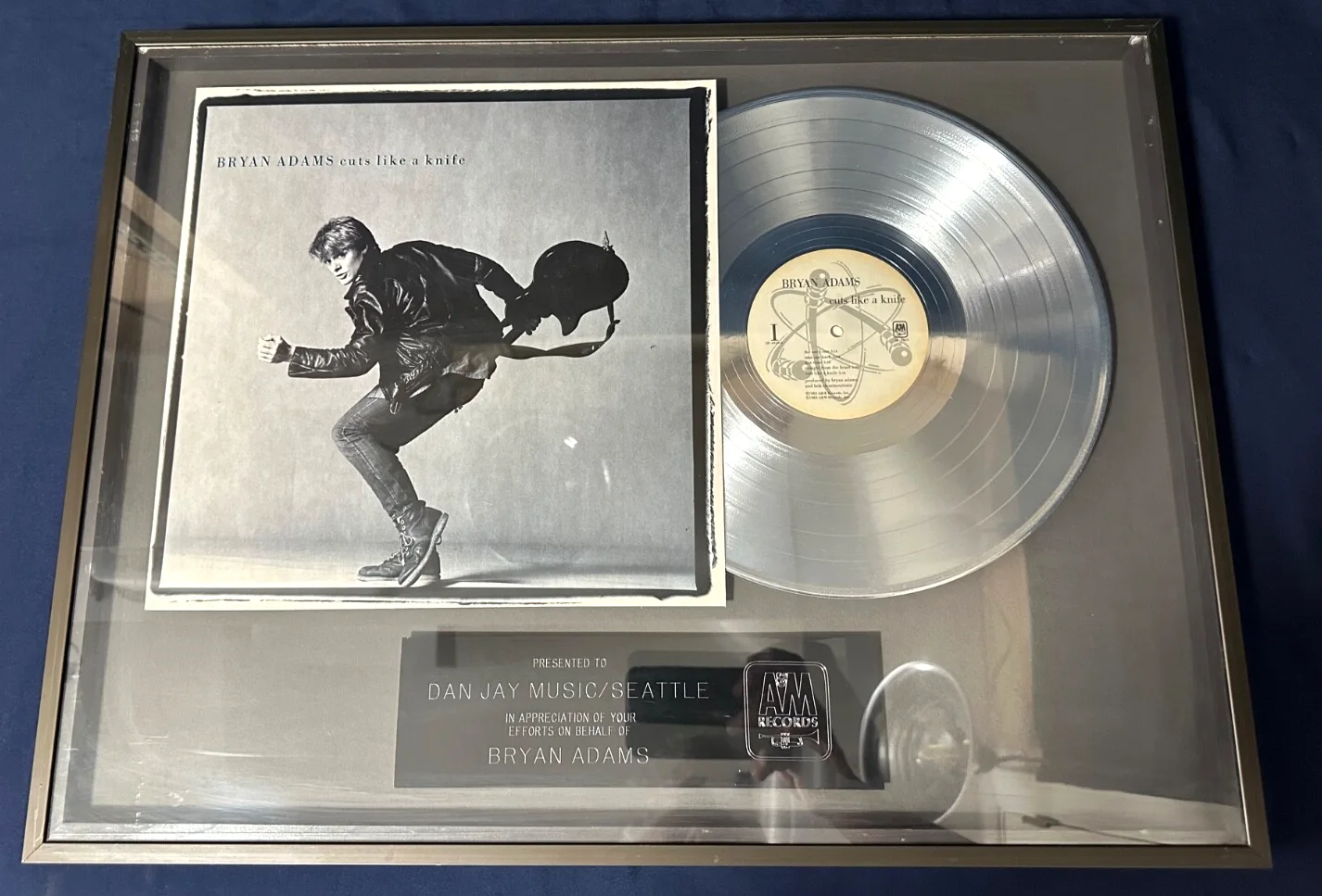 🔥 BRYAN ADAMS "Cuts Like A Knife" Platinum Record SPECIAL Award w/signed album, image 4