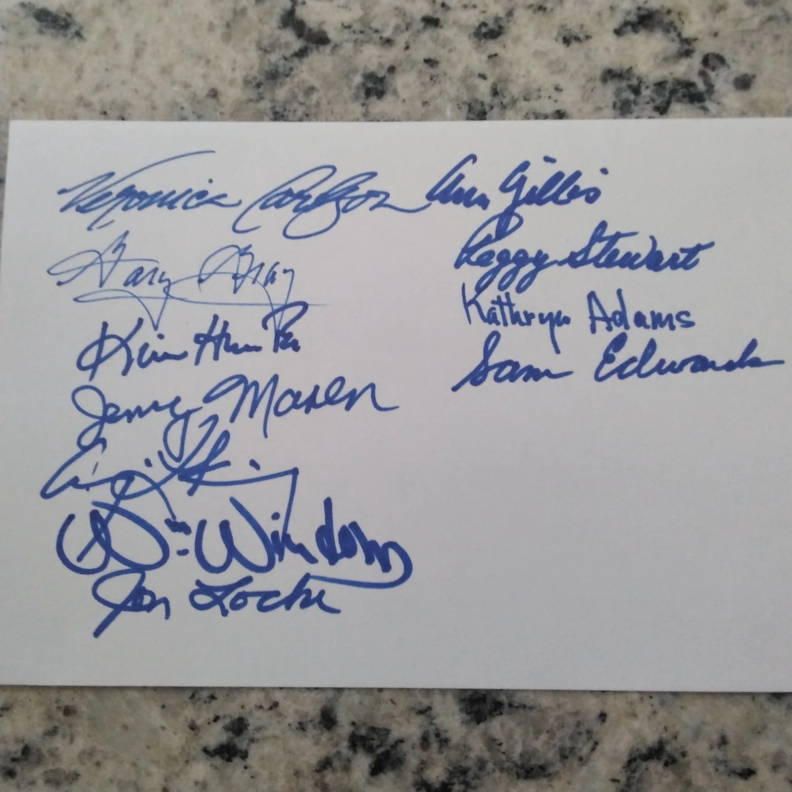 11 Hollywood Stars SIGNED Card Kim Hunter Peggy Stewart Sam Edwards Jerry Maren, изображение 2