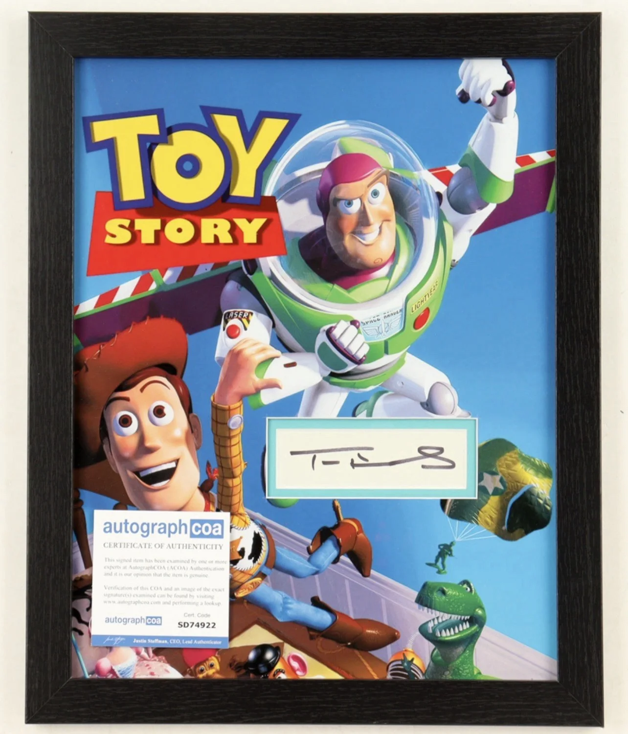 Tom Hanks — Tom Hanks Signed "Toy Story" 11 x 14 Custom Framed Cut Display (ACOA), image 2