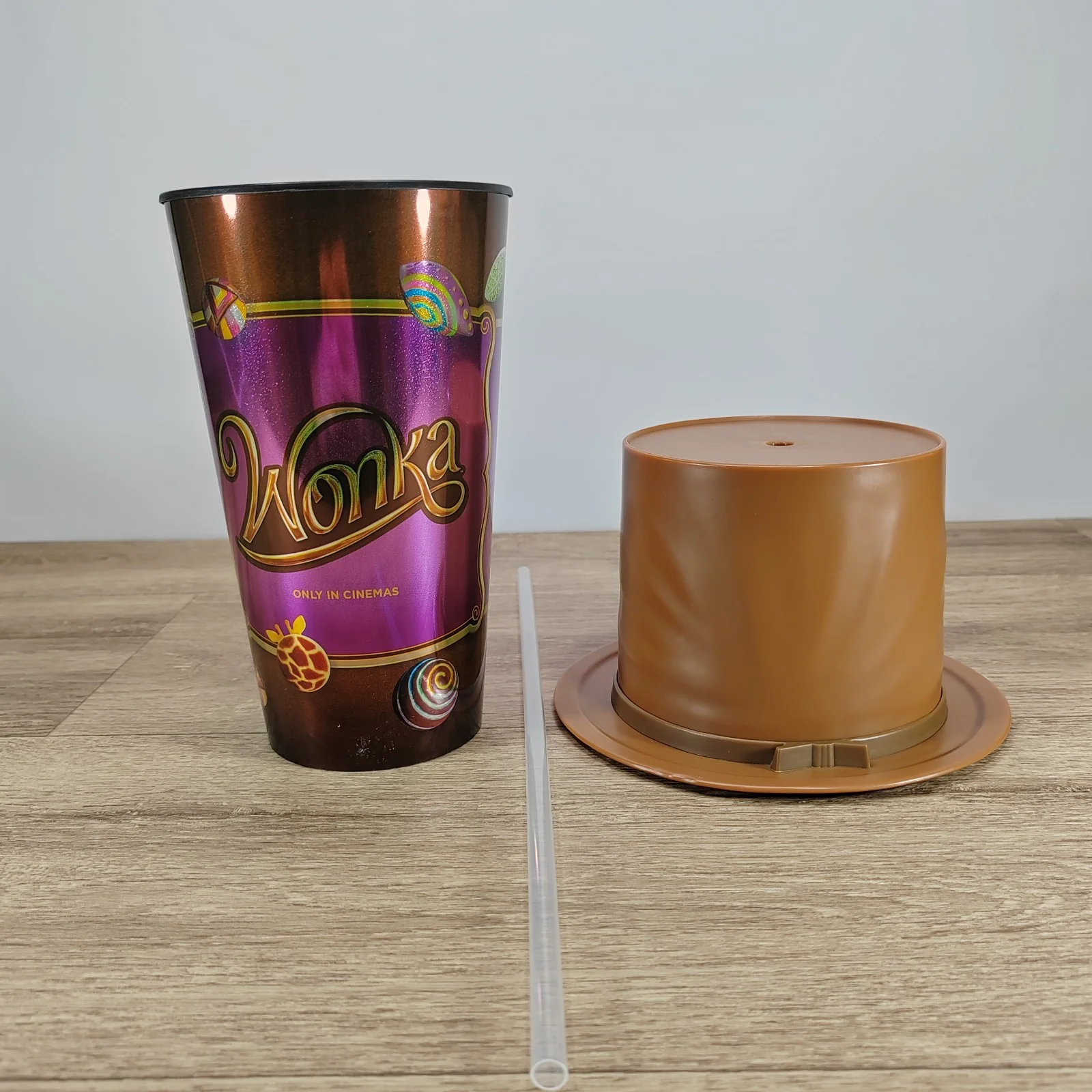 Willy Wonka Movie Warner Bros Cinema Hat Drinks Cup with Straw Collectors 10", image 3