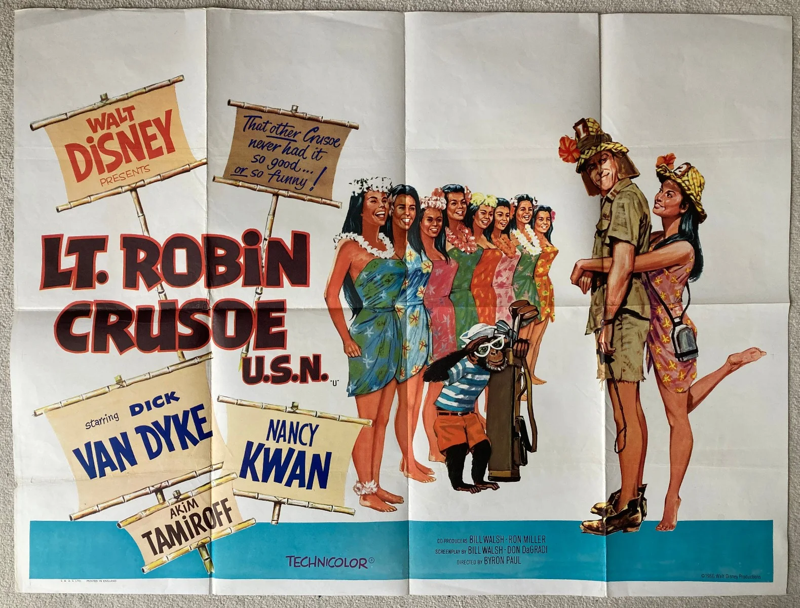 Cinema Poster: LT ROBIN CRUSOE USN 1966 (Quad) Dick Van Dyke Nancy Kwan, изображение 2