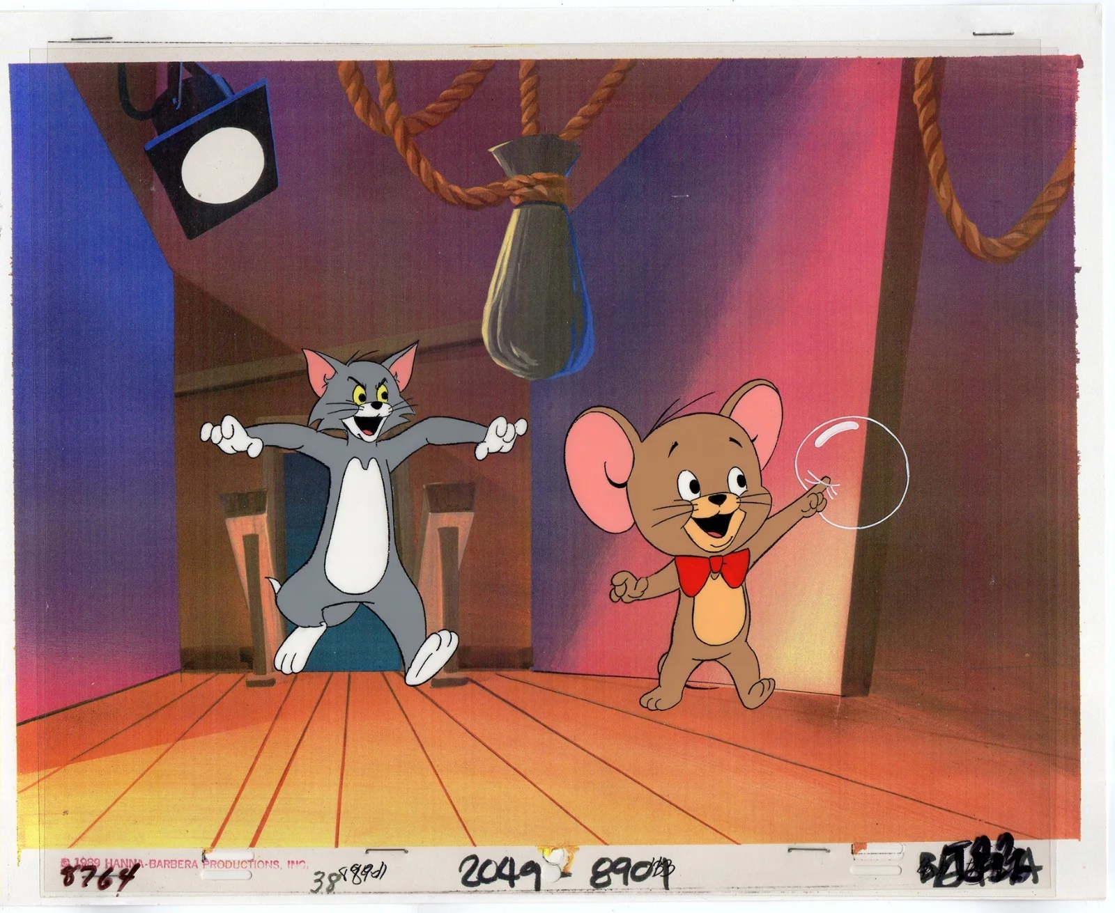 Bill Hanna, Joe Barbera — 1989 Hanna-Barbera Tom & Jerry Original Production Cel Signed Framed COA, изображение 5