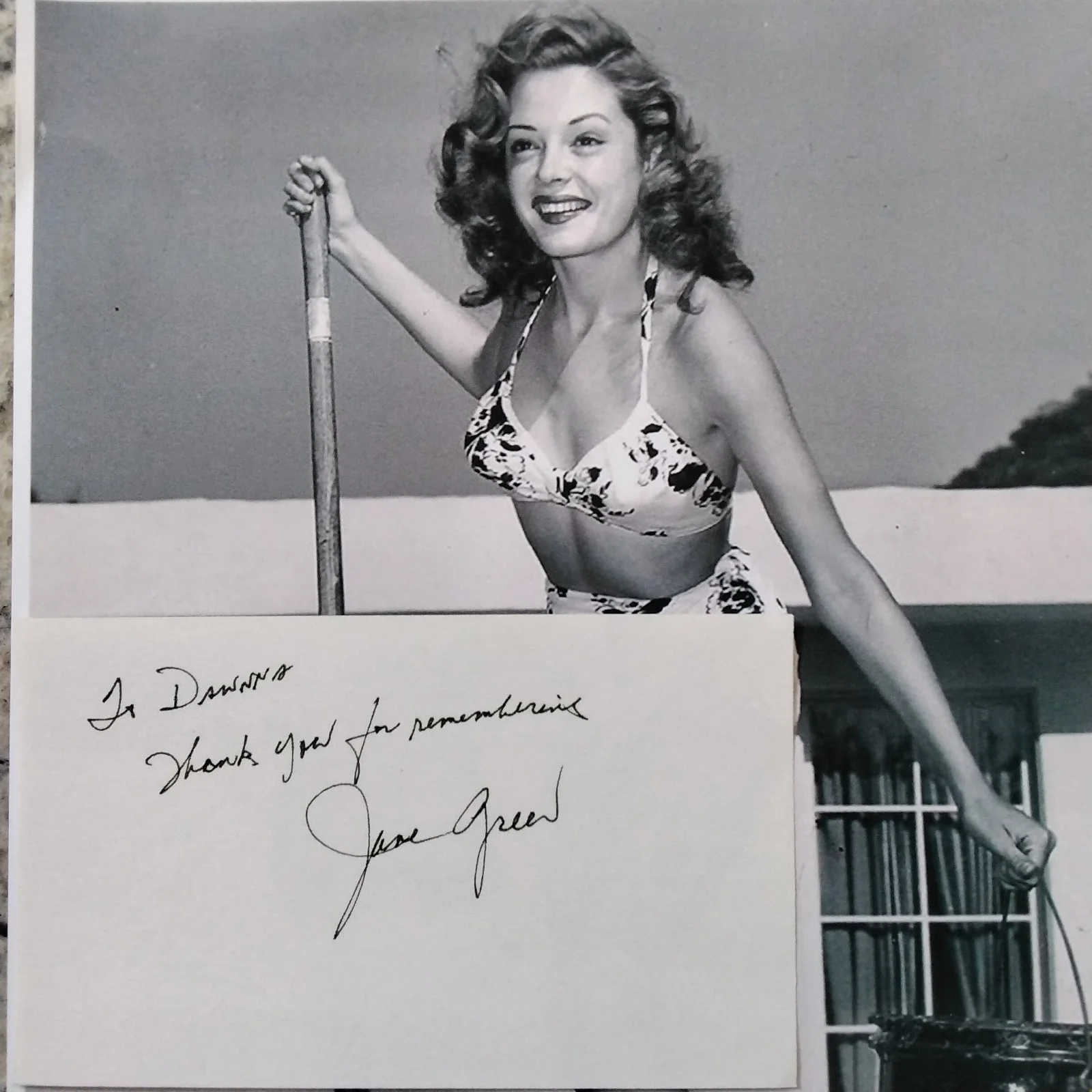Jane Greer SIGNED Card Photo 40s Movie Actress RKO Out of The Past Film Noir, изображение 3