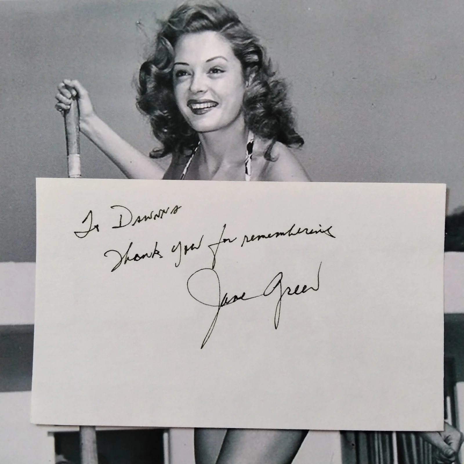 Jane Greer SIGNED Card Photo 40s Movie Actress RKO Out of The Past Film Noir, изображение 4