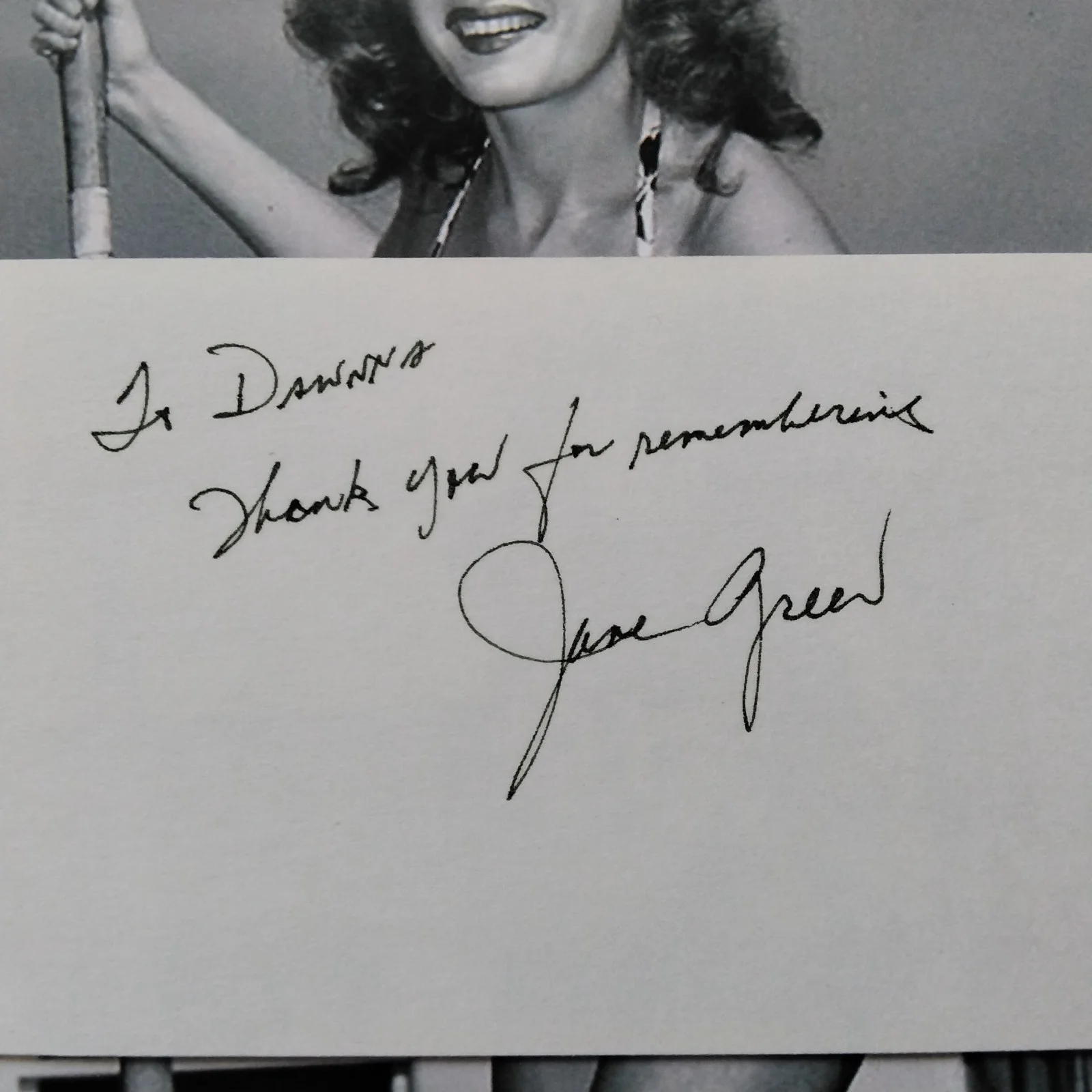 Jane Greer SIGNED Card Photo 40s Movie Actress RKO Out of The Past Film Noir, изображение 5