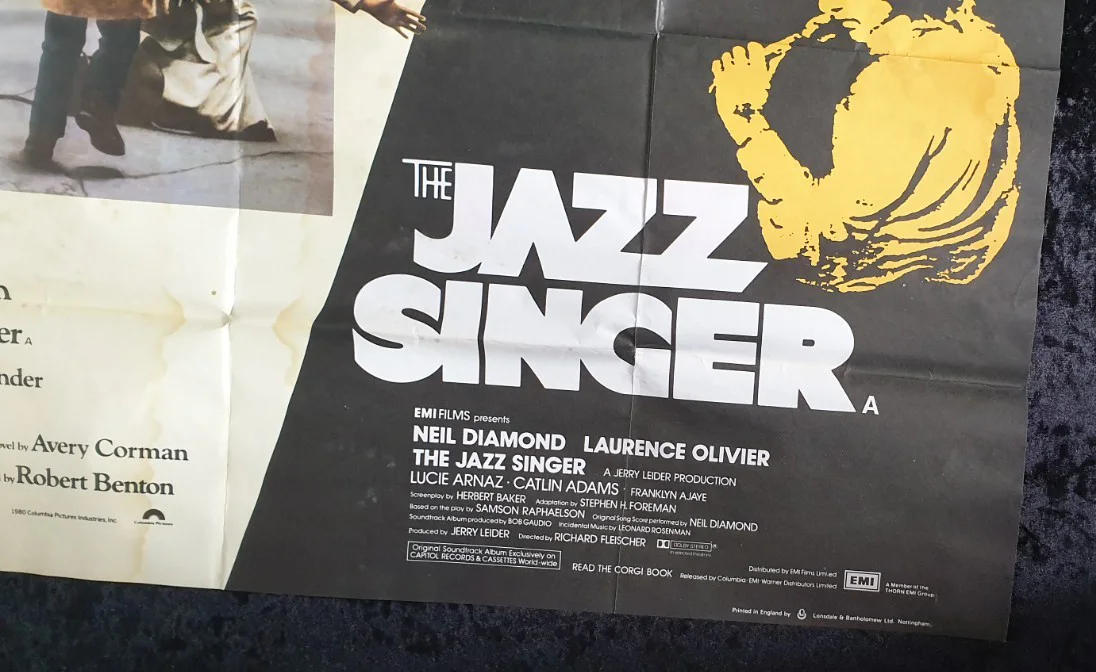 Kramer vs Kramer / The Jazz Singer Original UK Quad Double Bill Poster Folded, image 2