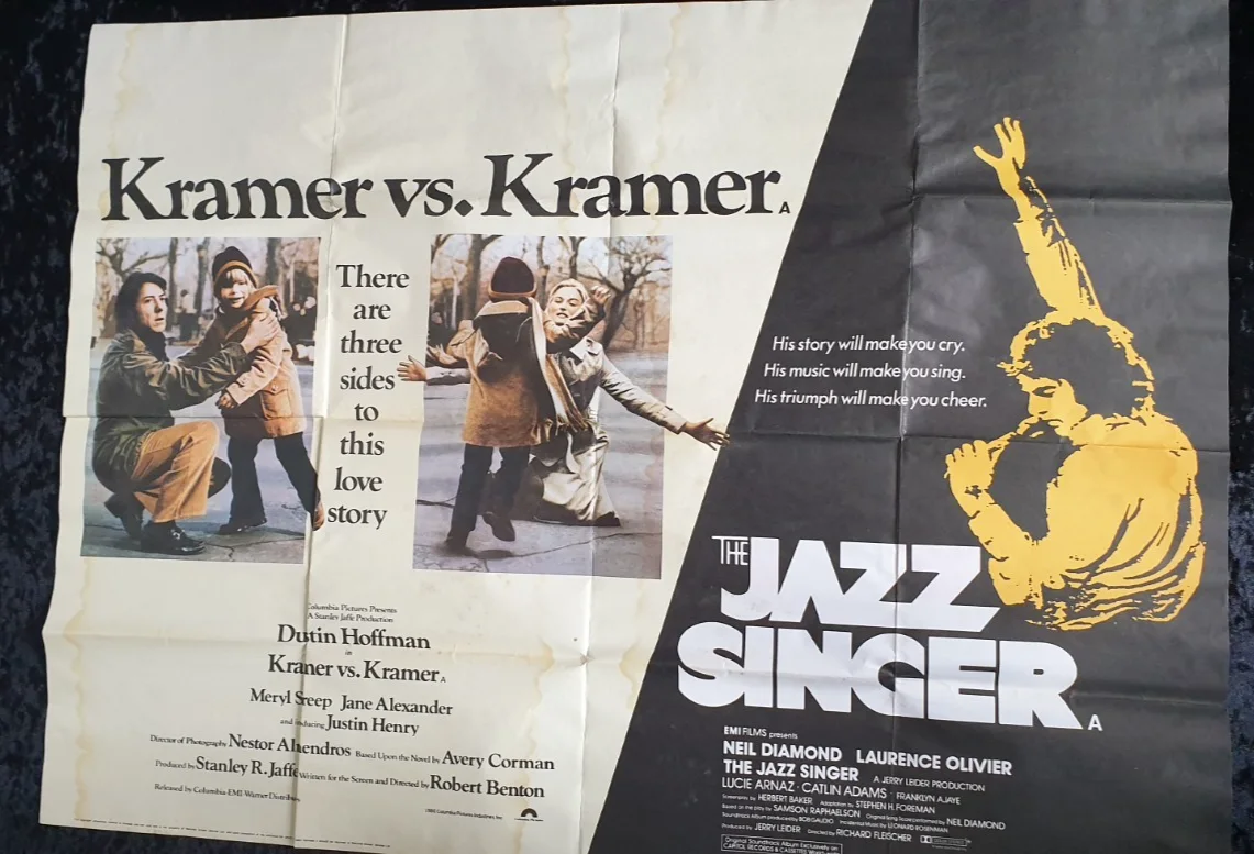 Kramer vs Kramer / The Jazz Singer Original UK Quad Double Bill Poster Folded, image 3