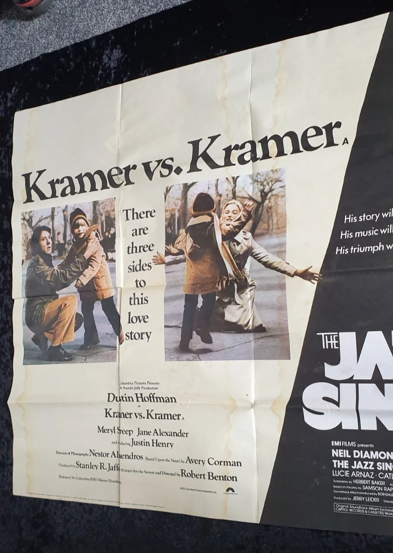 Kramer vs Kramer / The Jazz Singer Original UK Quad Double Bill Poster Folded, image 4