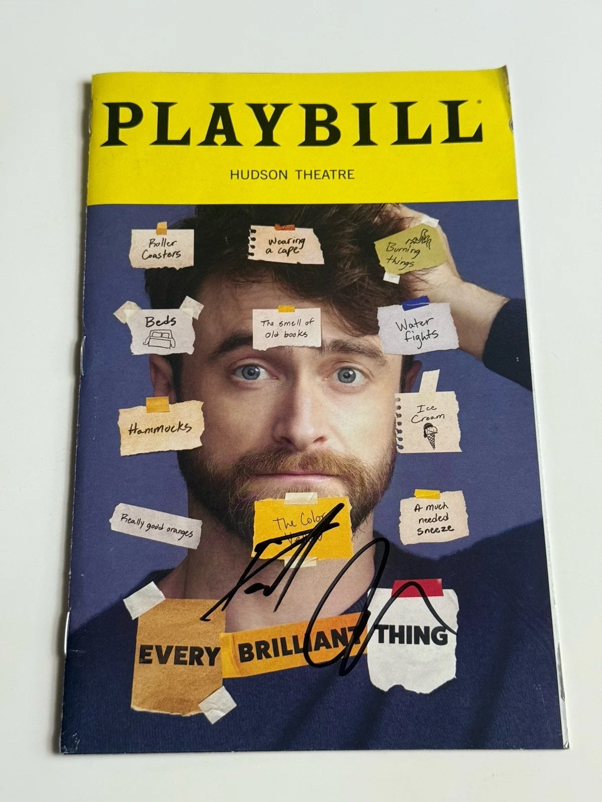 Daniel Radcliffe — Daniel Radcliffe Every Brilliant Things Signed Broadway playbill autograph, image 2