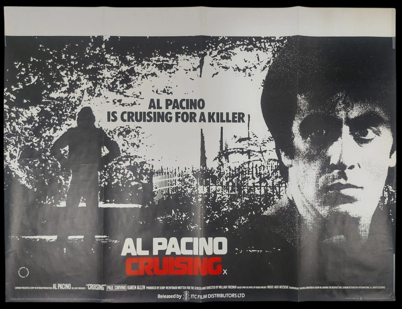 CRUISING ORIGINAL UK QUAD FILM POSTER 1980 ROLLED AL PACINO, изображение 2