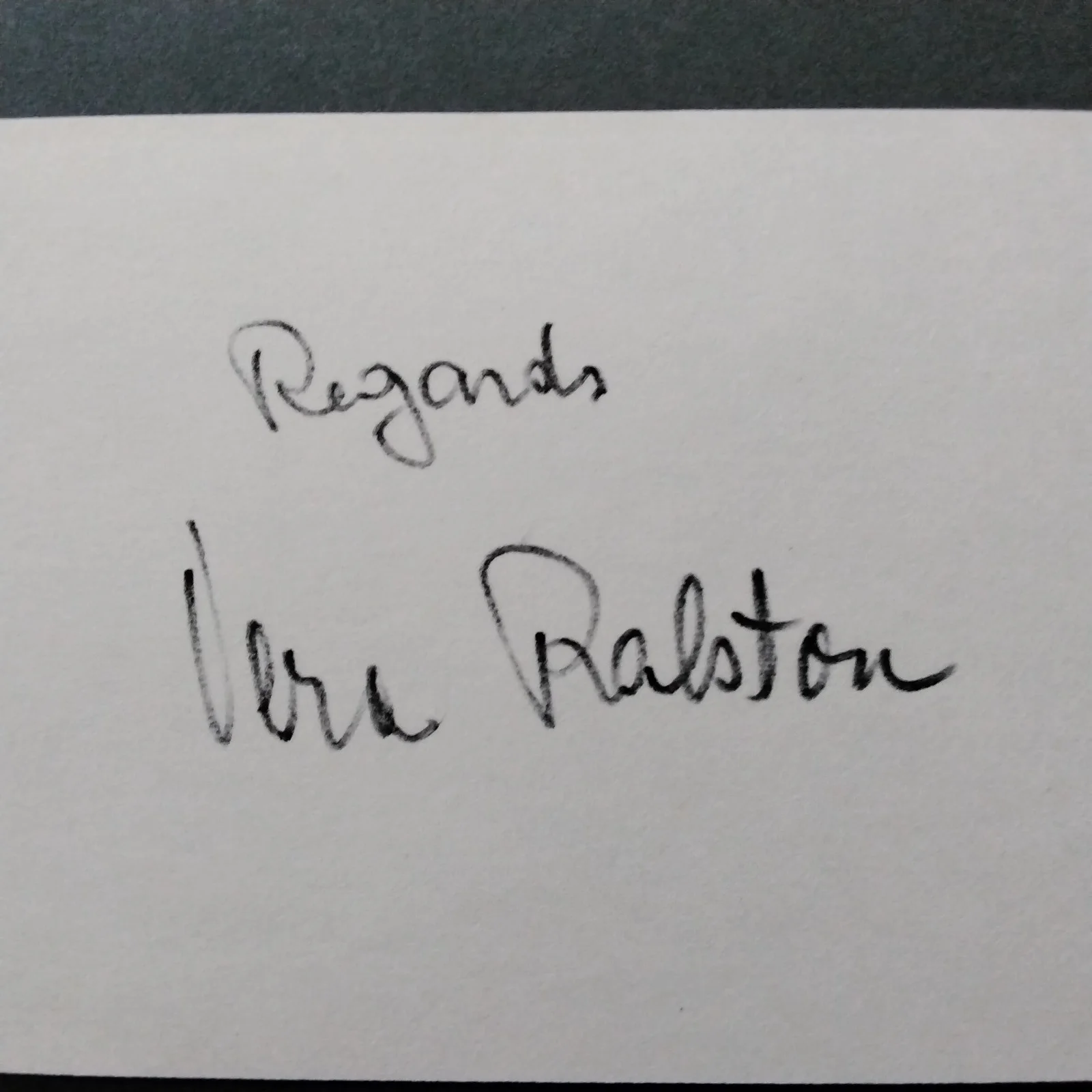 Vera Ralston SIGNED Card Photo 40s Movie Actress Lady & Monster Jane Doe Olympic, изображение 3
