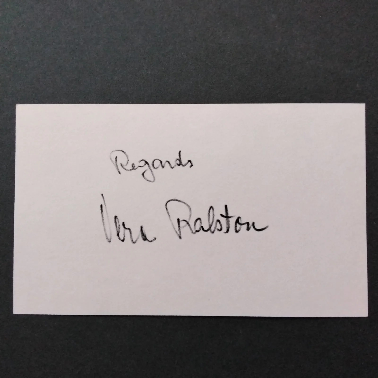 Vera Ralston SIGNED Card Photo 40s Movie Actress Lady & Monster Jane Doe Olympic, изображение 4