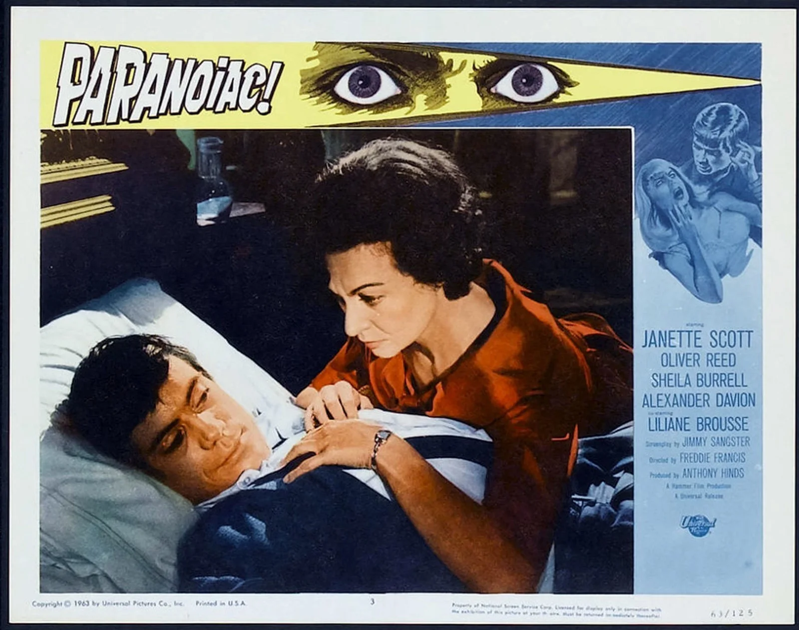 PARANOIAC 1963 Janette Scott, Oliver Reed * Freddie Francis LOBBY SET, изображение 4