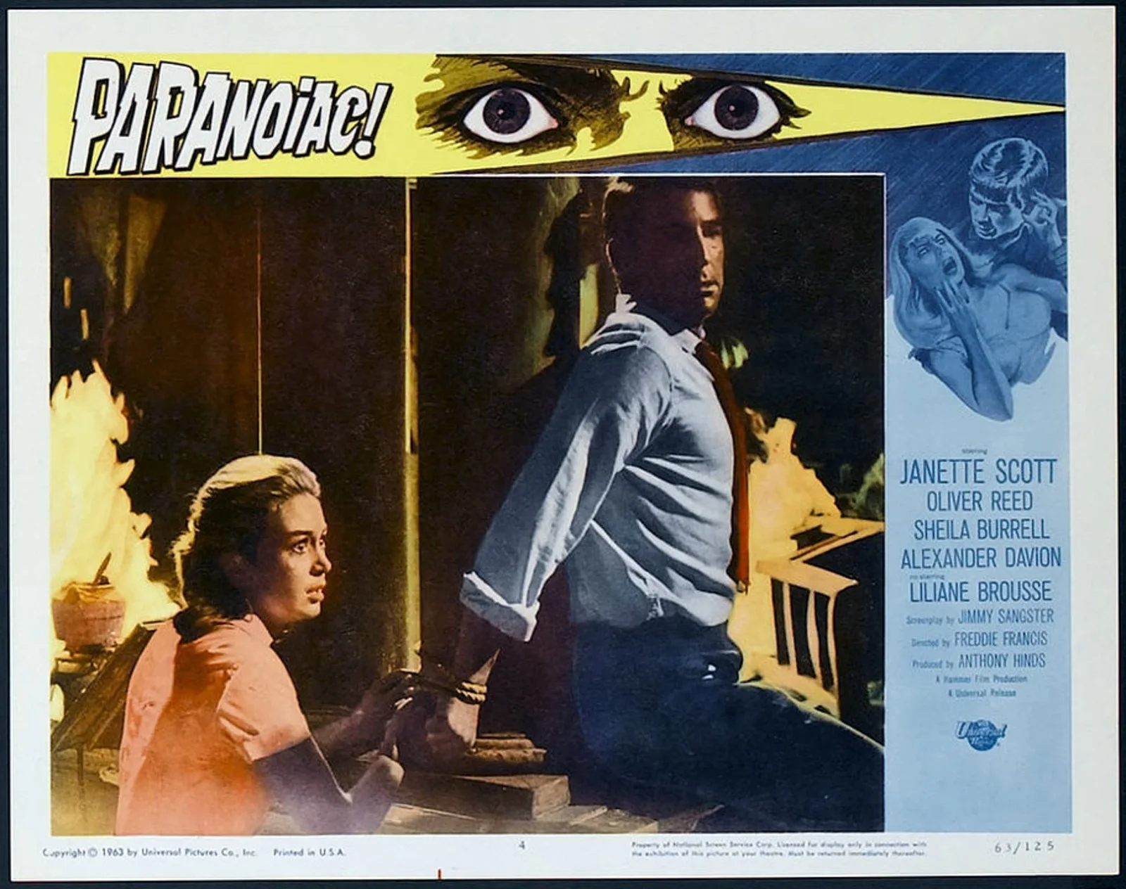 PARANOIAC 1963 Janette Scott, Oliver Reed * Freddie Francis LOBBY SET, изображение 5