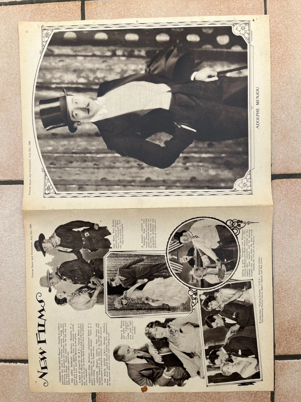 Vintage BEBE DANIELS "Picture Show Supplement" Portrait 1928, image 2