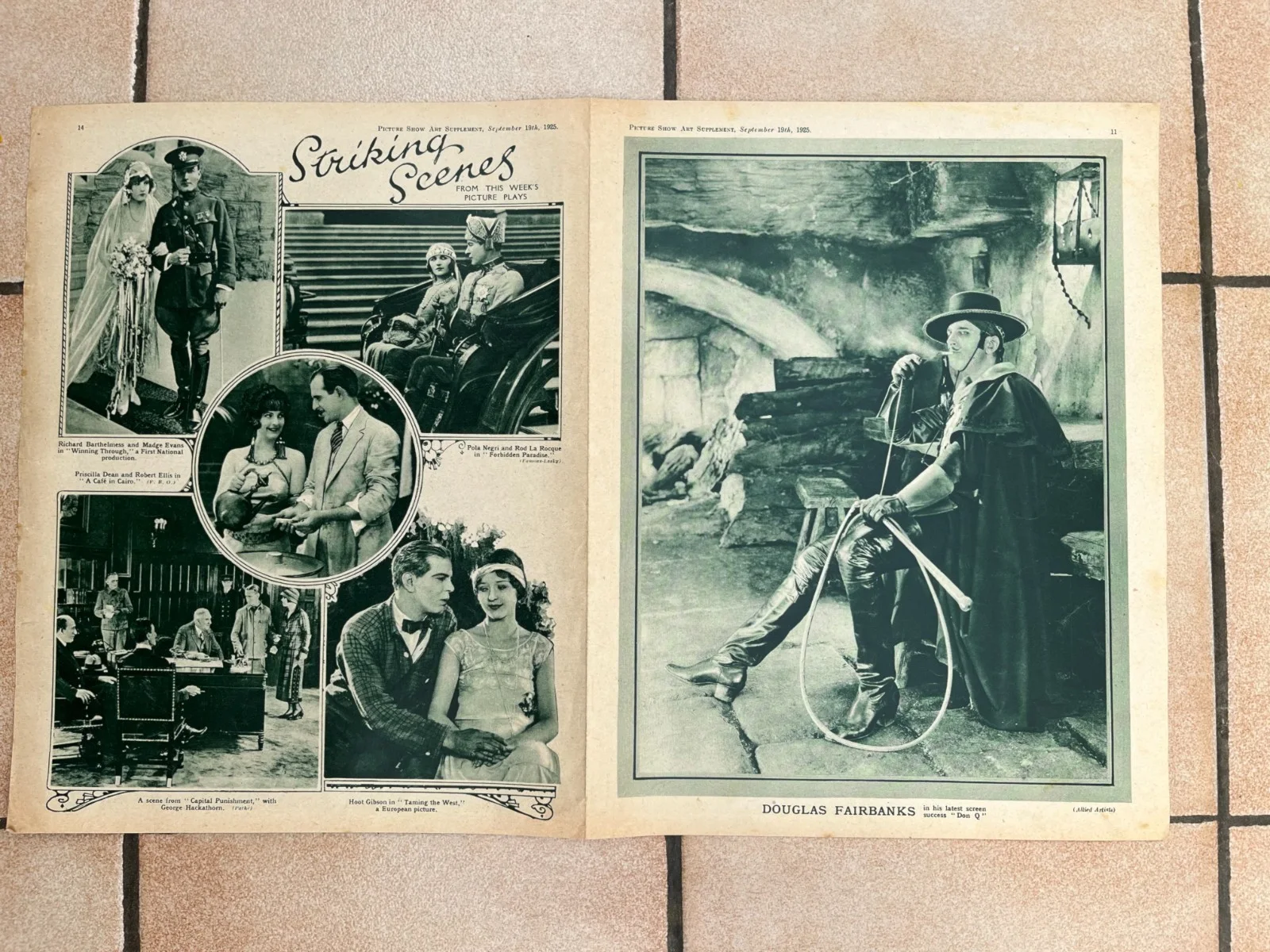 Vintage MARY ASTOR DOUGLAS FAIRBANKS Sr "Picture Show Supplement" Portrait 1925, изображение 2