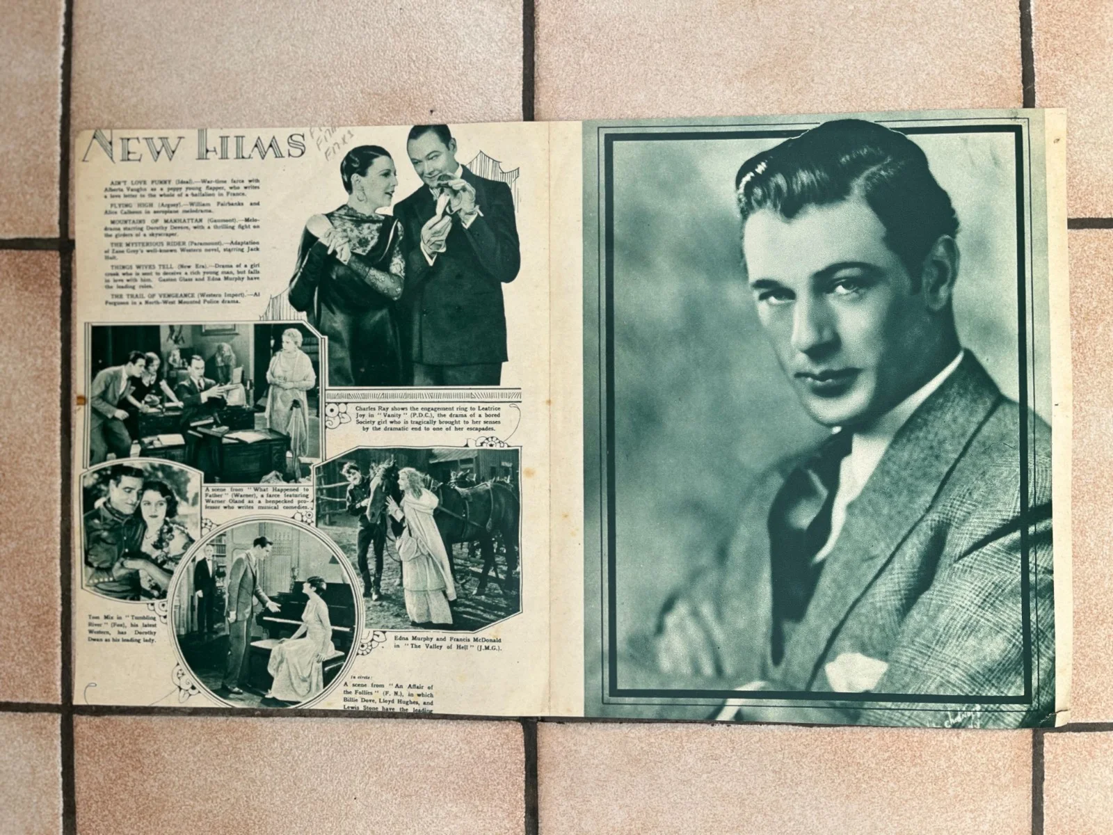 Vintage COLLEEN MOORE GARY COOPER "Picture Show Supplement" Portrait 1928, изображение 2