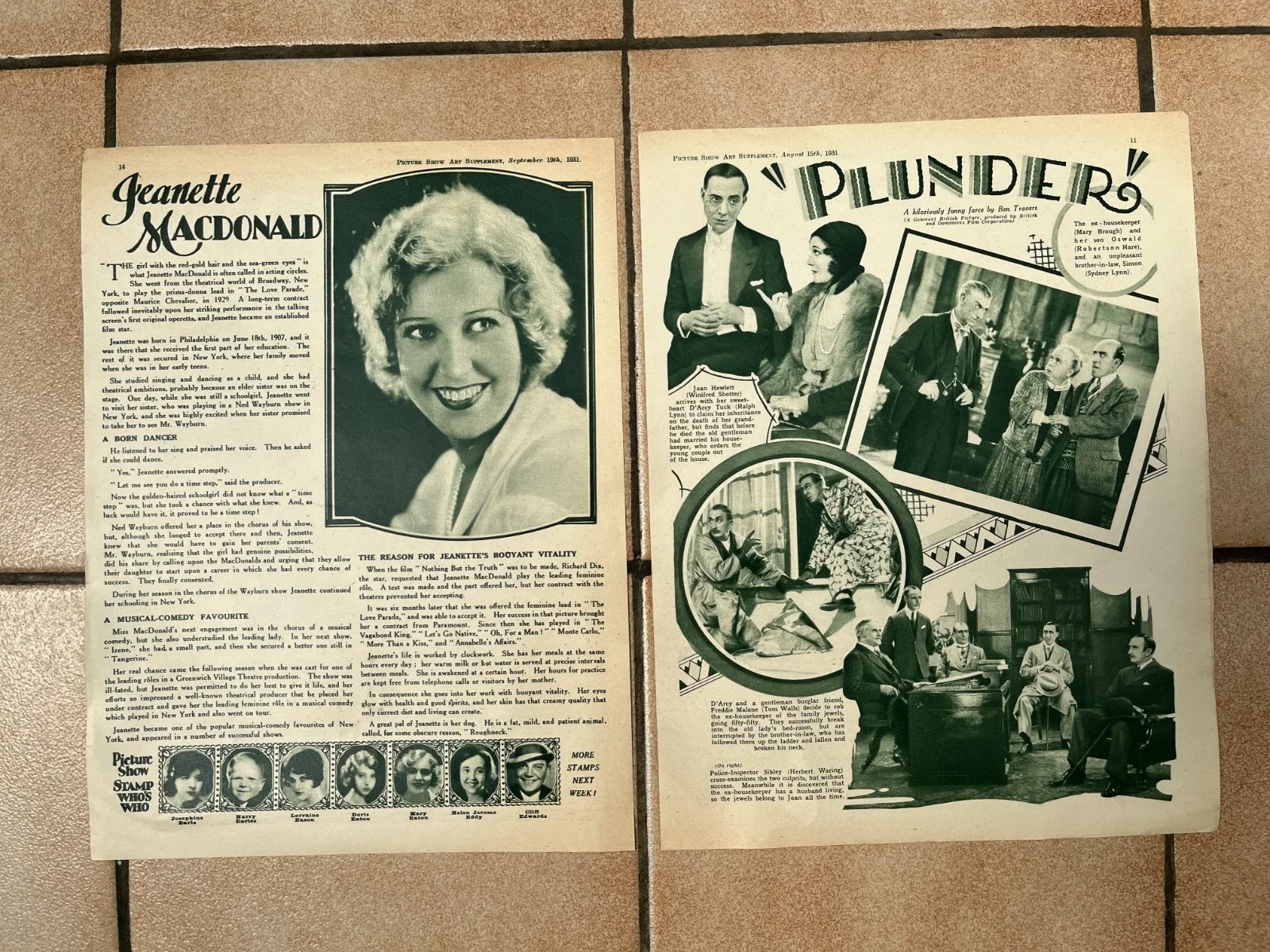 Vintage GRACE MOORE Two (2) "Picture Show Supplements" 1931, image 2