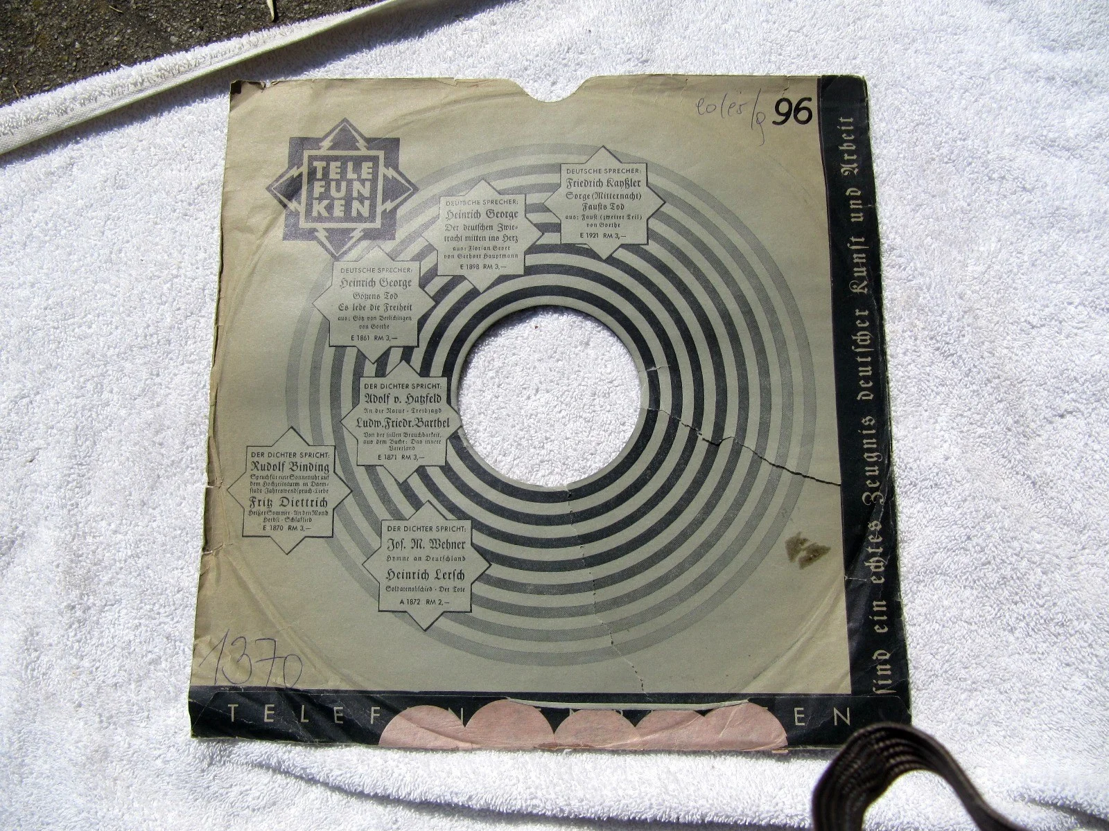 1935 HEINRICH GEORGE German NAZI Actor UFA STAR ADVERTISING Record SLEEVE., изображение 3