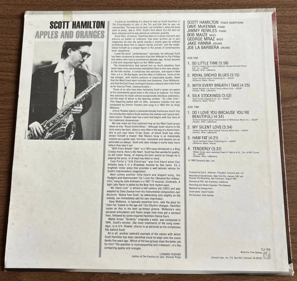 Scott Hamilton signed autographed lp original jazz great album, image 3