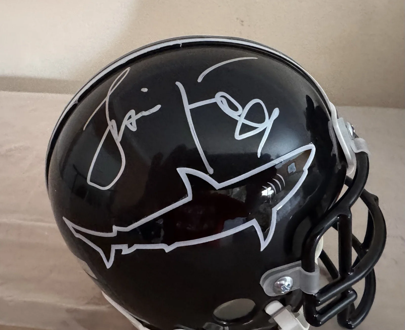 Jamie Foxx, Dennis Quaid — Jamie Foxx & Dennis Quaid Signed "Any Given Sunday" Sharks Mini Helmet:JSA COA, image 2