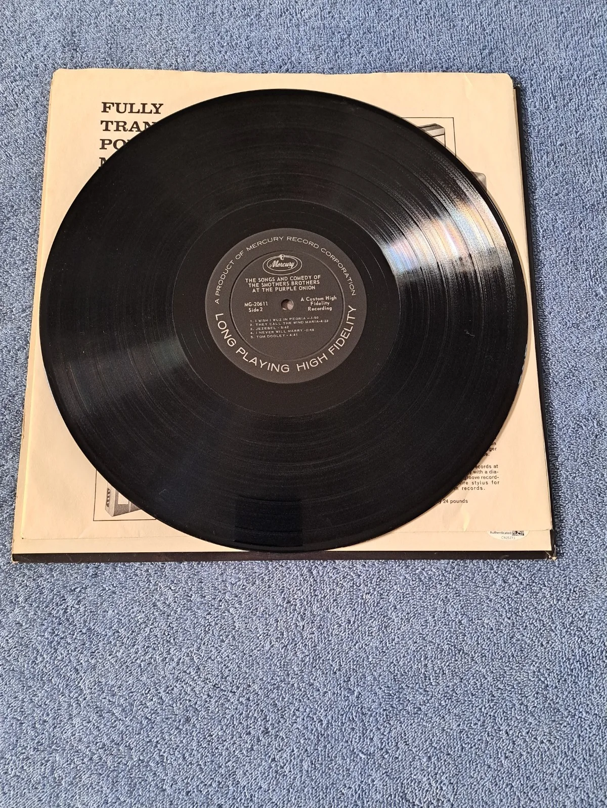 DICK & TOM SMOTHERS BROTHERS SIGNED "AT THE PURPLE ONION" LP VINYL RECORD JSA, image 5