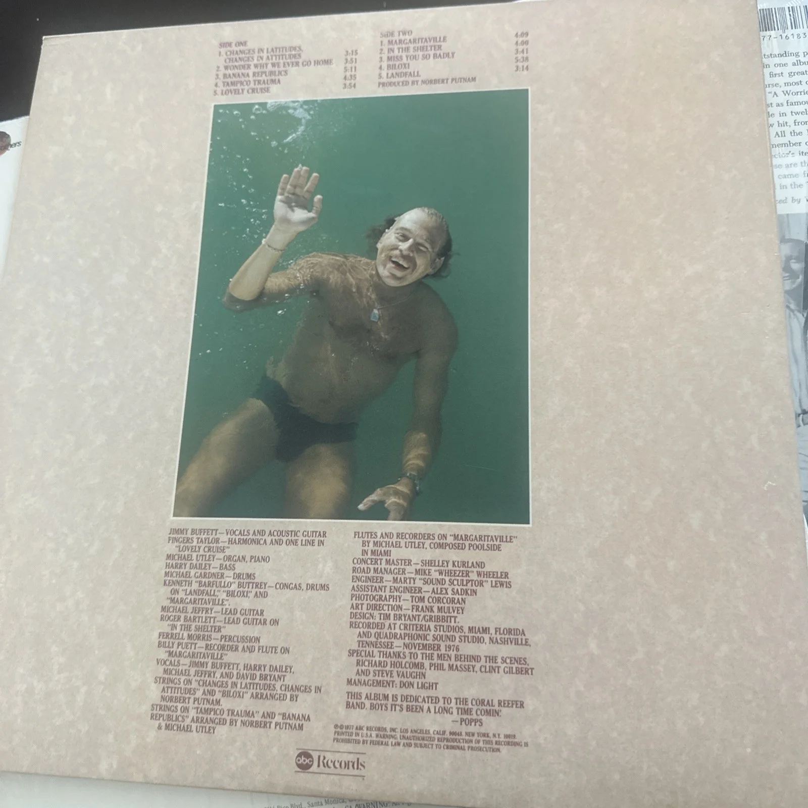 Jimmy Buffett — Jimmy Buffett SIGNED LP Changes in Latitudes Changes In Attitudes Autographed, image 3