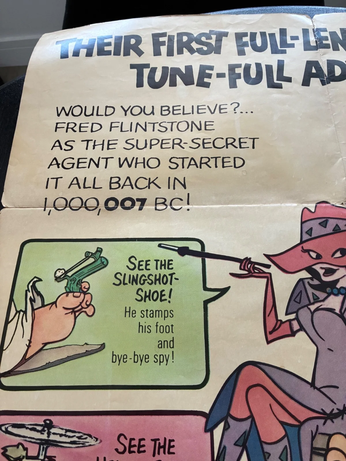 JAMES BOND SPOOF THE MAN CALLED FLINTSTONE ORIGINAL 1966 POSTER, image 2