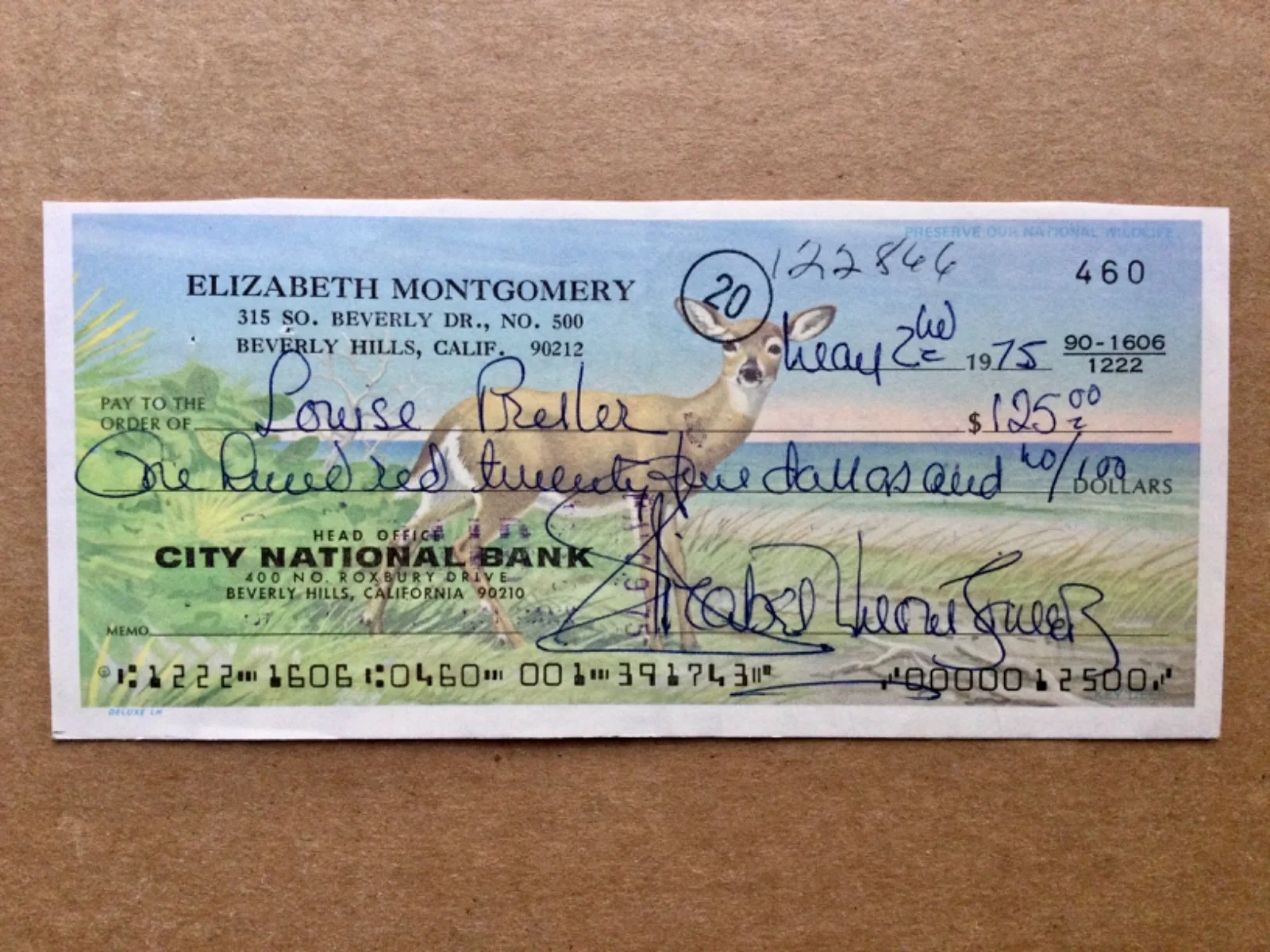 Elizabeth Montgomery — Elizabeth Montgomery (1933-1995) star of Bewitched Handwritten Check JSA Authn., изображение 2