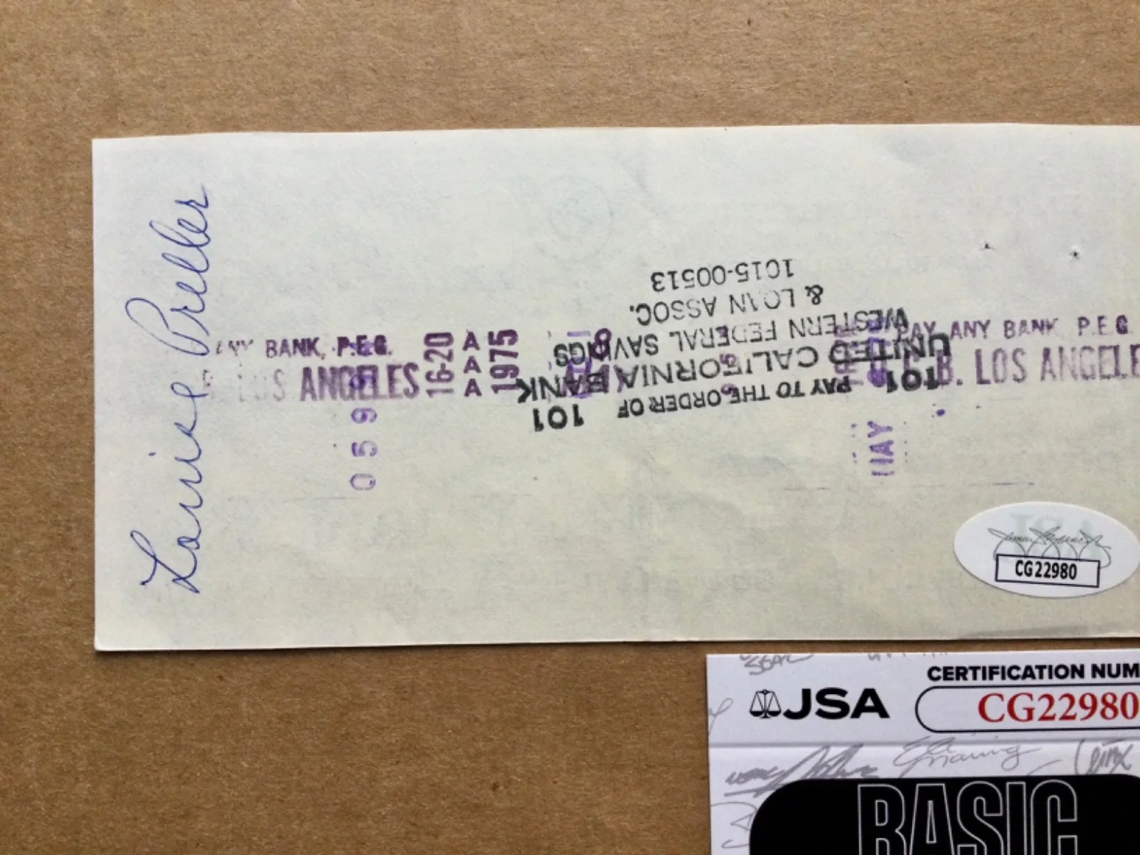 Elizabeth Montgomery — Elizabeth Montgomery (1933-1995) star of Bewitched Handwritten Check JSA Authn., изображение 5