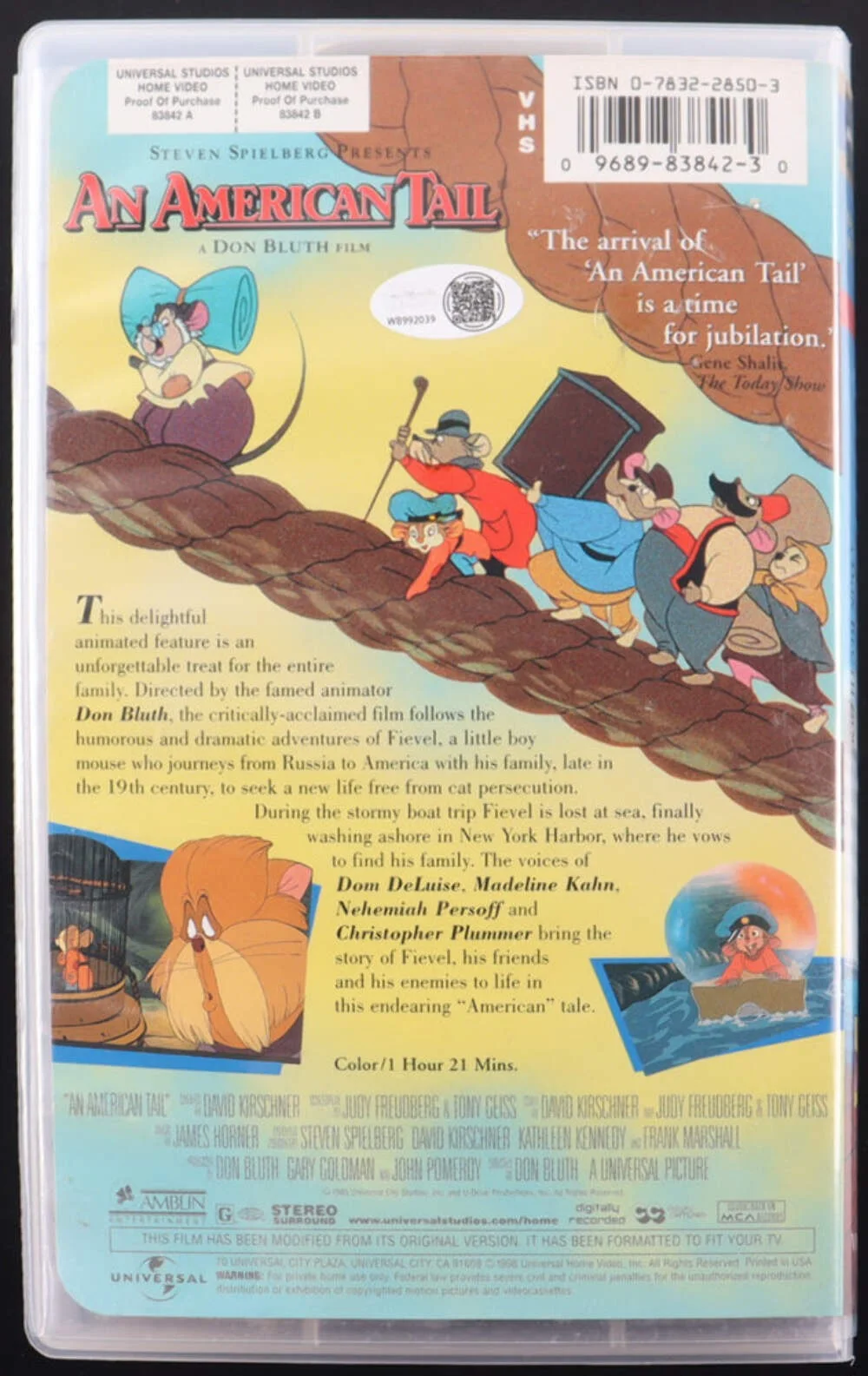 Don Bluth — Don Bluth Signed (JSA) "An American Tail" VHS Cover Insert - JSA Witnessed - Dir, image 2