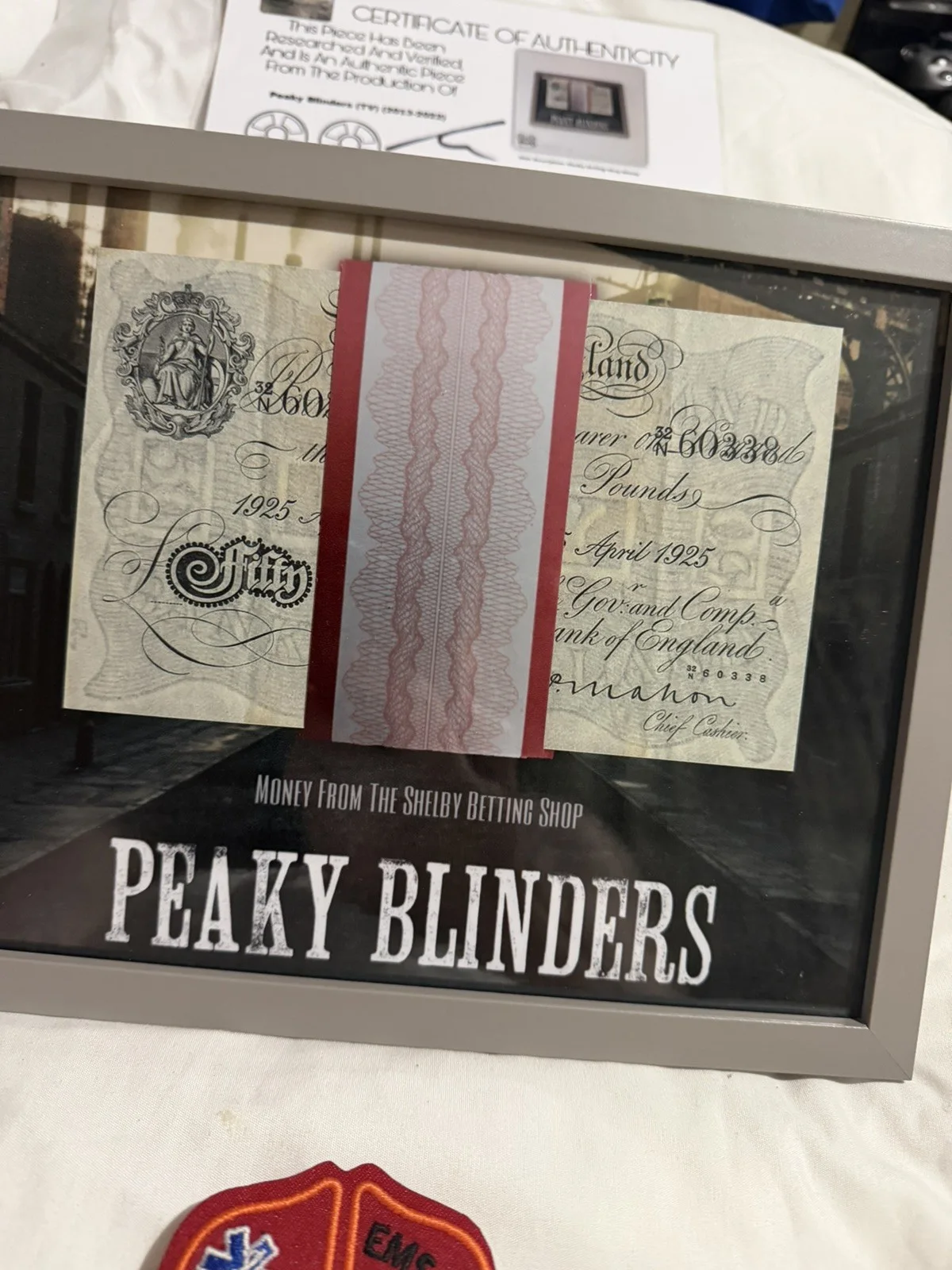 Peaky Blinders Screen Used Movie Prop Film TV COA Rare Worn bank note framed, изображение 3