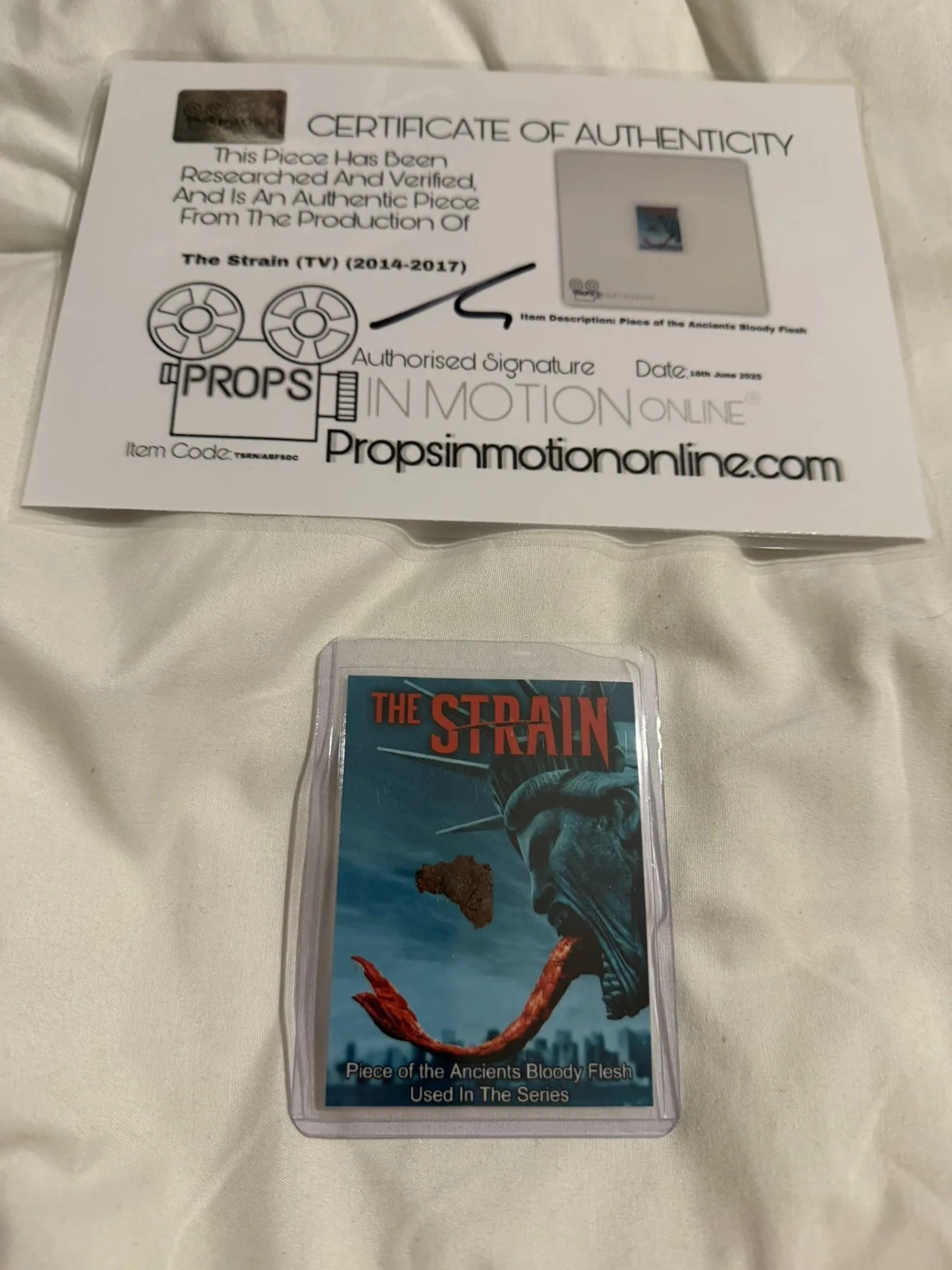 The Strain Display Ancient’s Skin Screen Used Movie Prop Film TV COA Rare HORROR, изображение 2