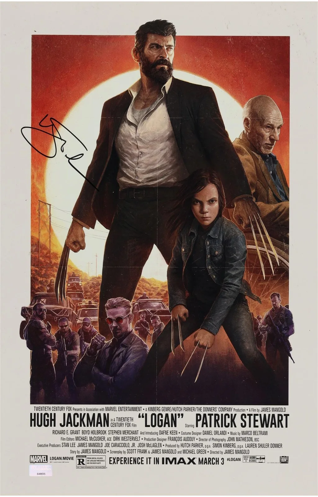 Hugh Jackman — Hugh Jackman Logan Autographed 11" x 17" Movie Poster