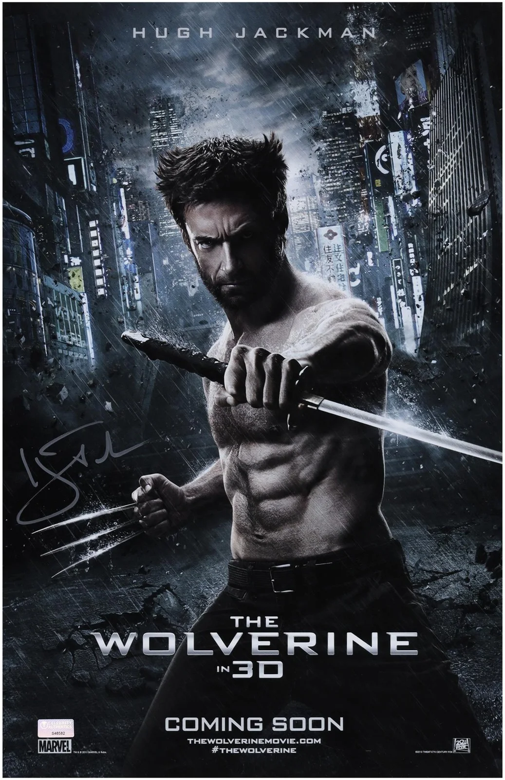 Hugh Jackman — Hugh Jackman The Wolverine Autographed 11" x 17" Movie Poster