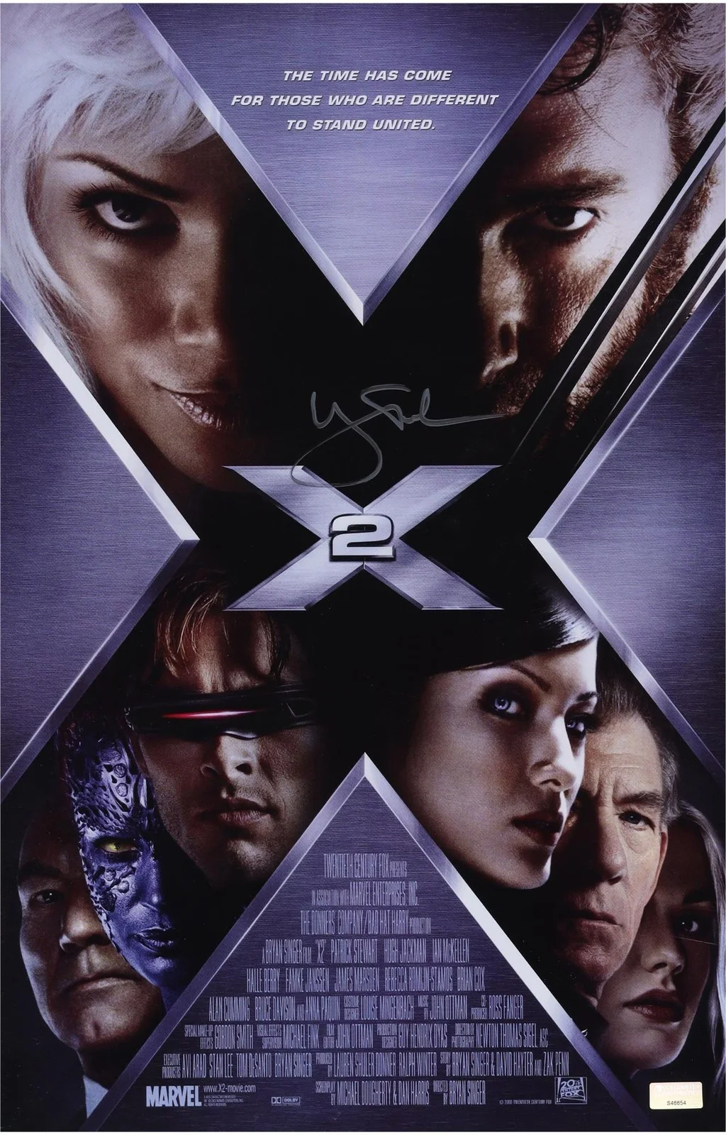 Hugh Jackman — Hugh Jackman X-Men 2 Autographed 11" x 17" Movie Poster