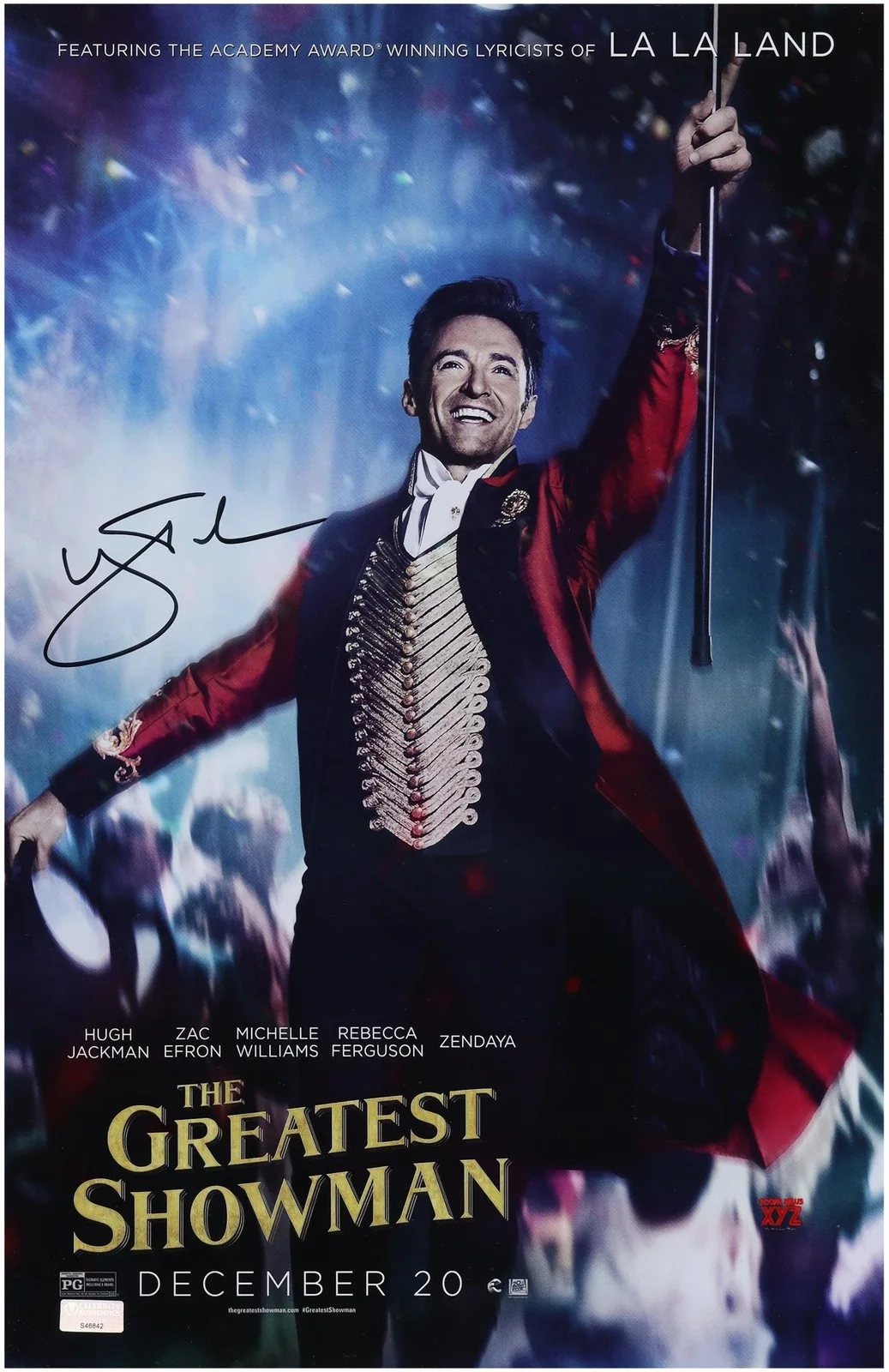 Hugh Jackman — Hugh Jackman The Greatest Showman Autographed 11" x 17" Movie Poster