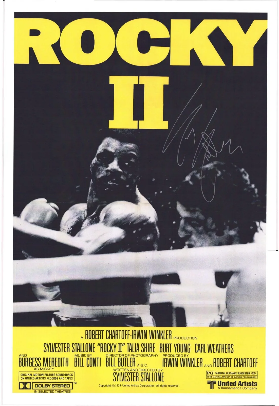 Sylvester Stallone — Sylvester Stallone Rocky II Autographed 24" x 36" Movie Poster