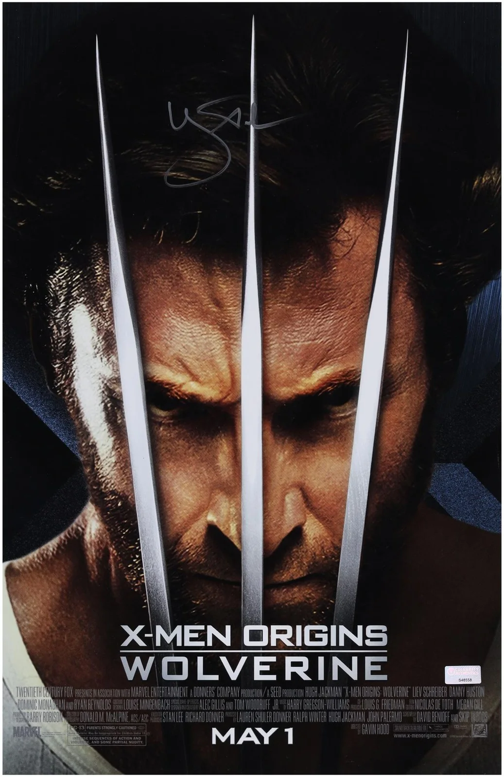 Hugh Jackman — Hugh Jackman X-Men Origins Autographed 11" x 17" Movie Poster