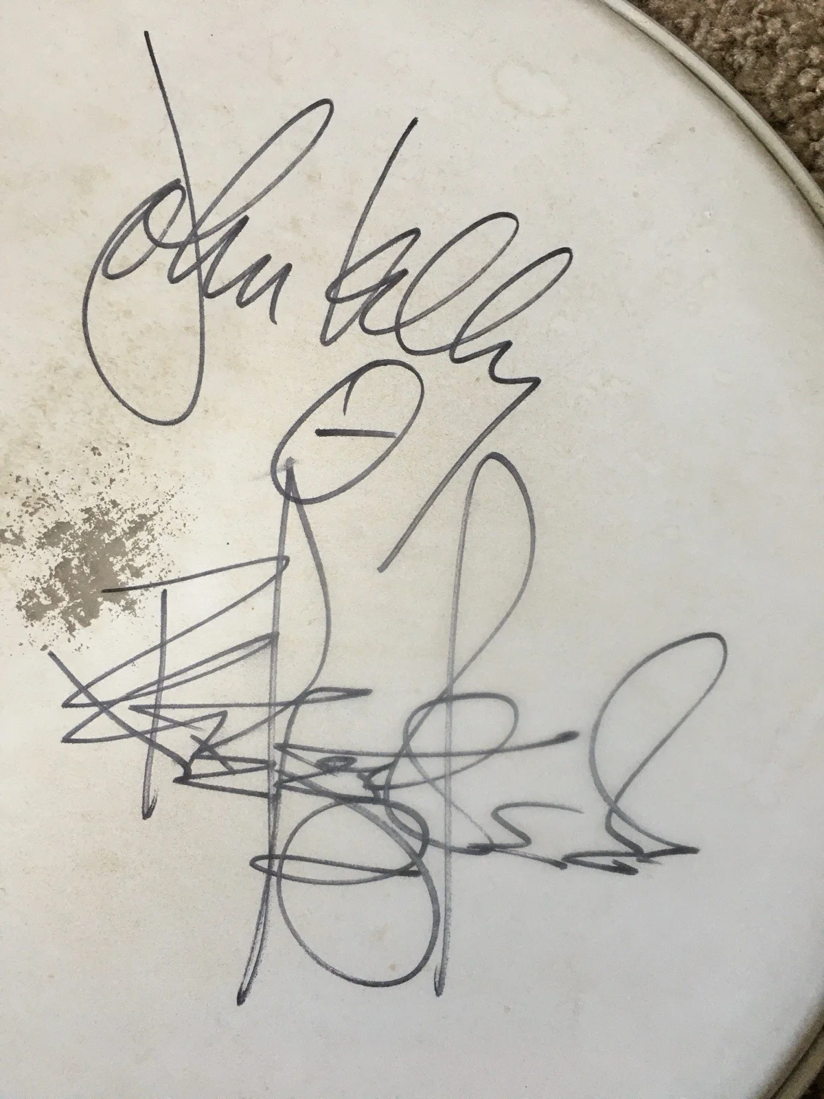Drumhead Signed by Type O Negative Peter Steele Artists Music Memorabilia, image 2